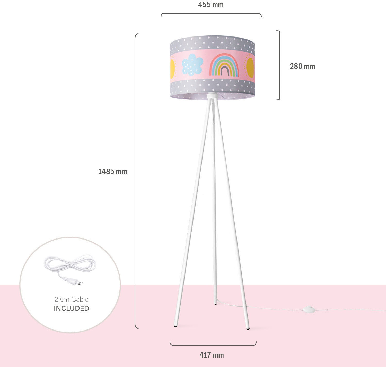 Paco Home Stehlampe »Trina Sonne Regenbogen | online Jahren Garantie mit Kinderlampe Wolken XXL kaufen Kinderzimmer Cosmo«, 3 Babyzimmer Lampe E27