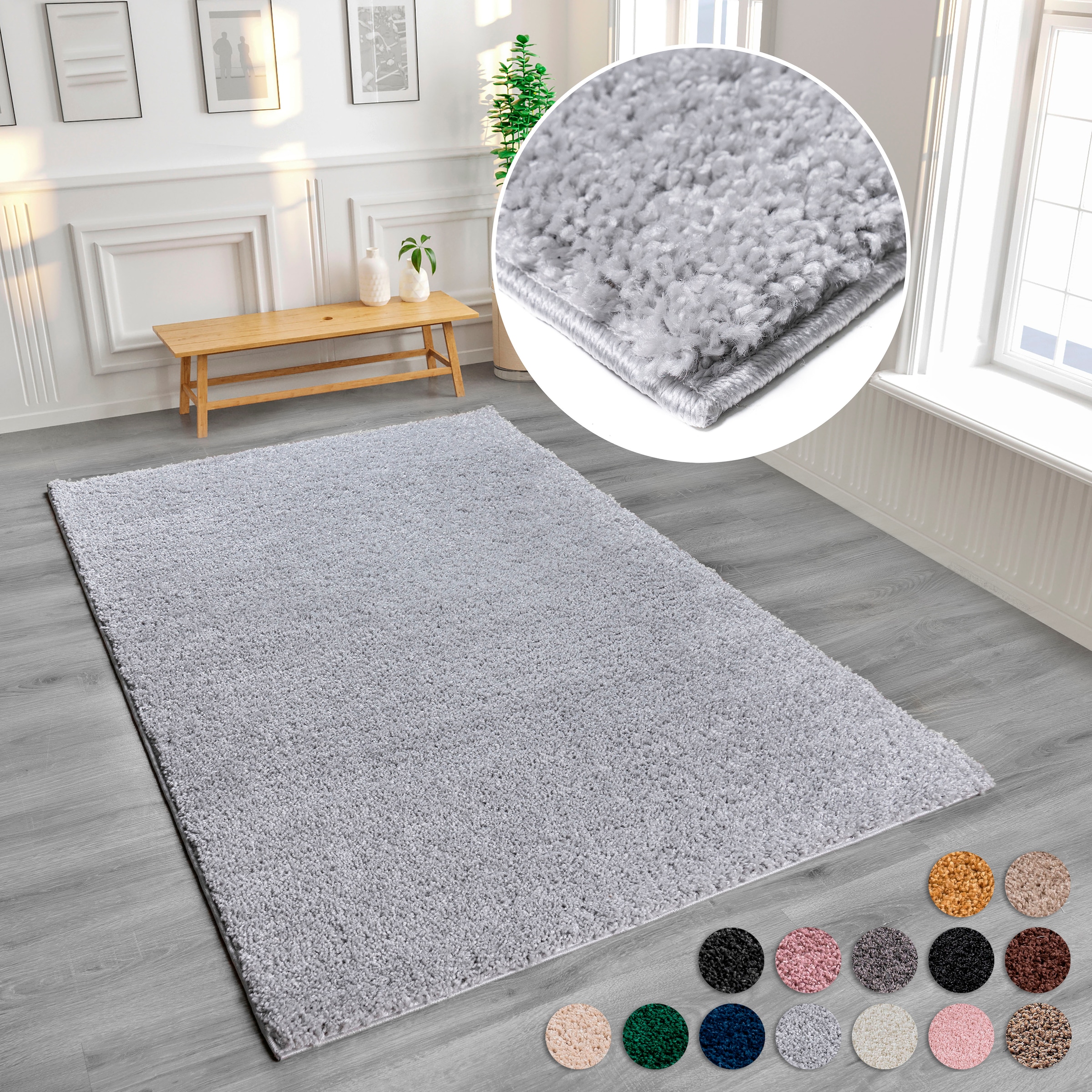 Home affaire Hochflor-Teppich »Viva«, rechteckig, 45 mm Höhe, Uni Farben, einfarbig, besonders weich und kuschelig