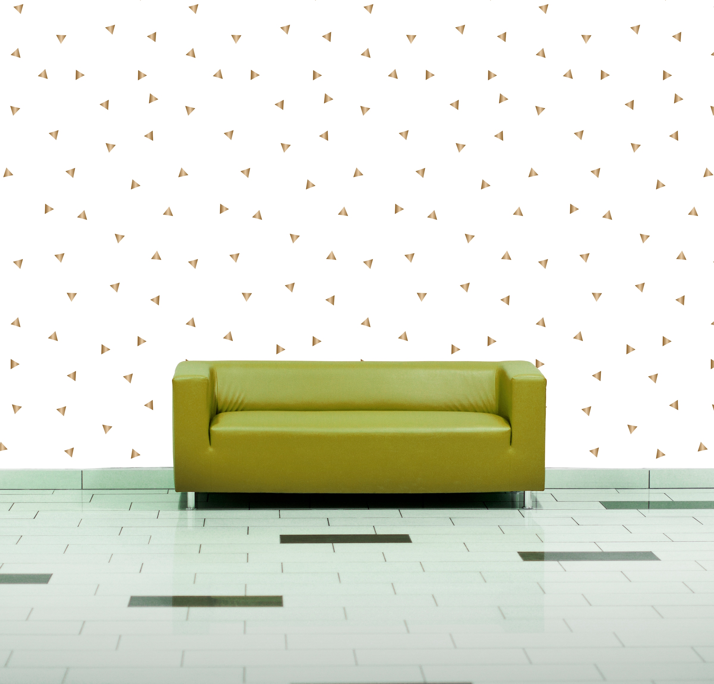 queence Vinyltapete »Dreiecke-Gold«, 90x250cm, selbstklebend, kinderleichte Anbringung, Sticker