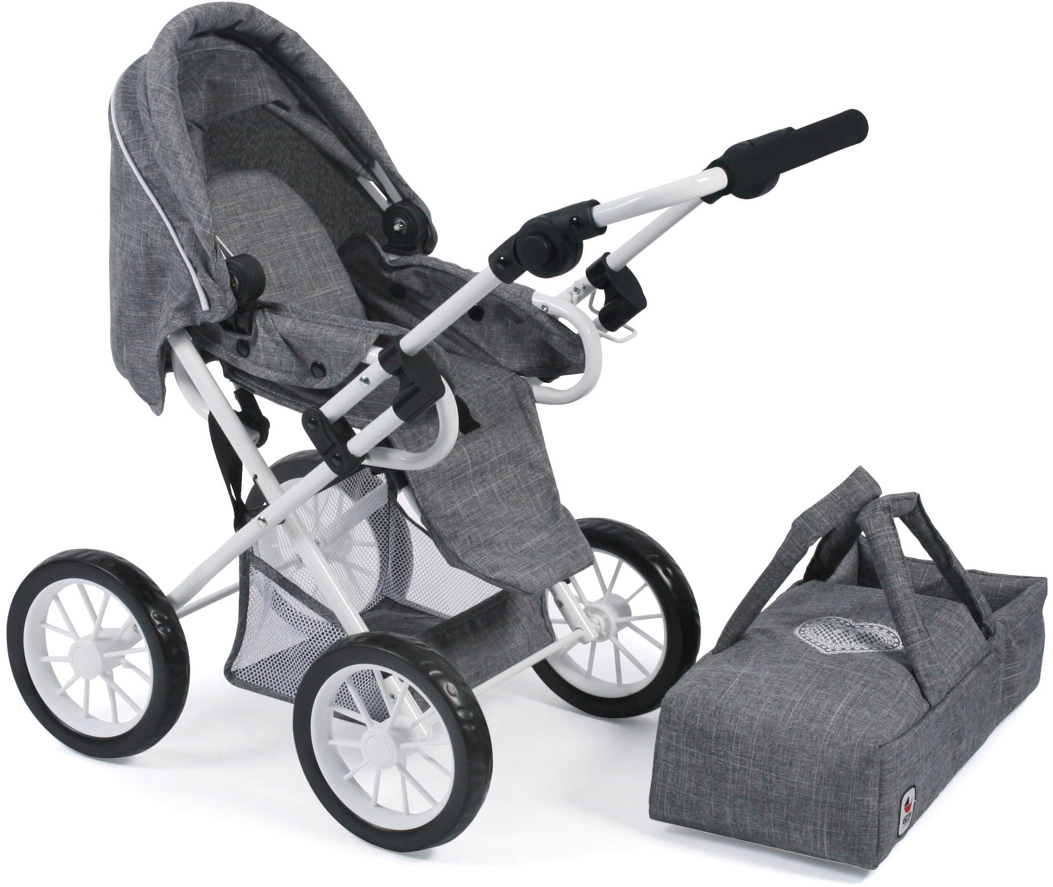 CHIC2000 Kombi-Puppenwagen »Leni, Jeans Grey«, mit herausnehmbarer Tragetasche