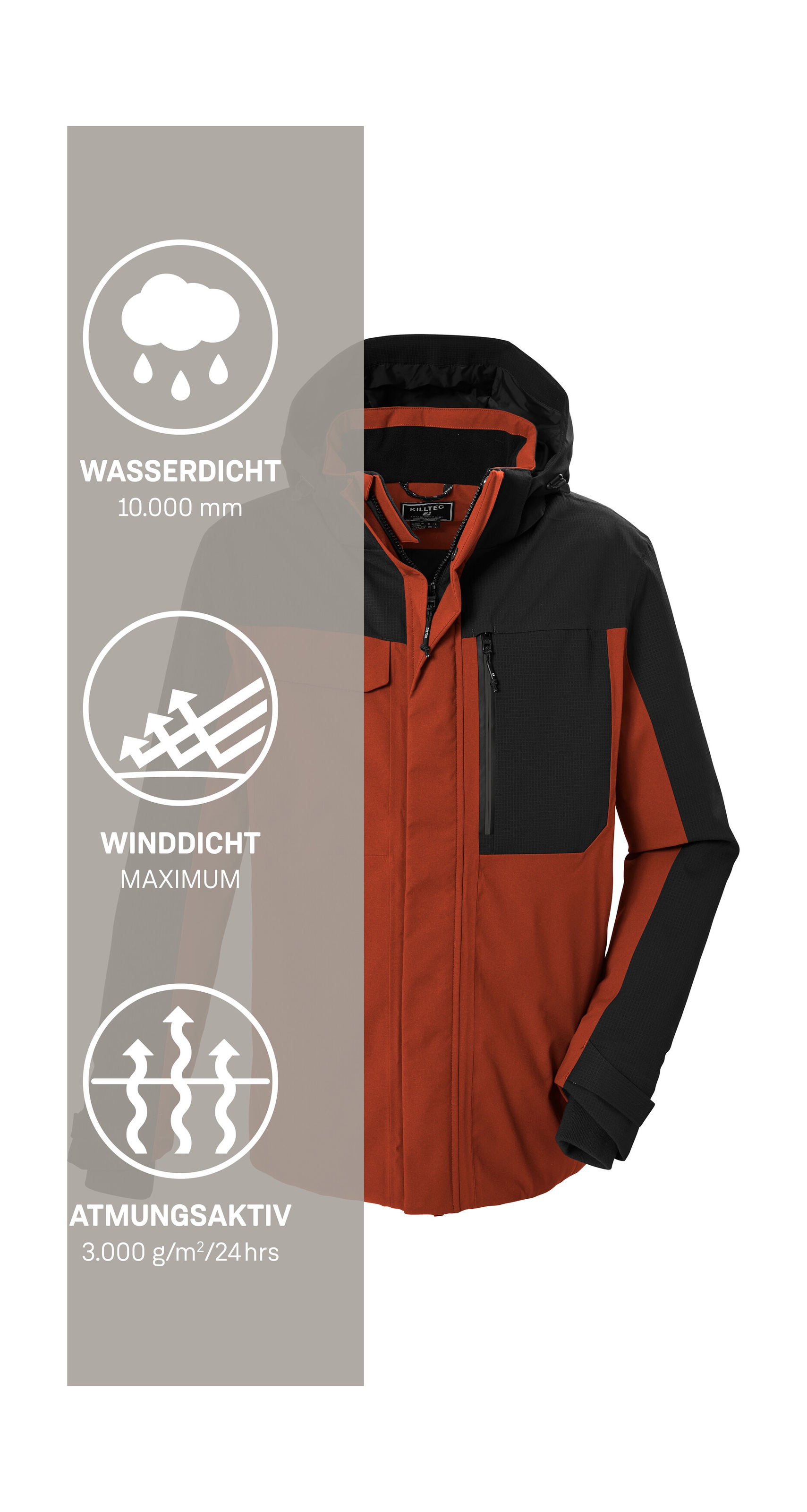 Killtec Funktionsjacke »KOW 83 MN JCKT« Wasserdichte, atmungsaktive Herrenjacke im Colourblock-Design