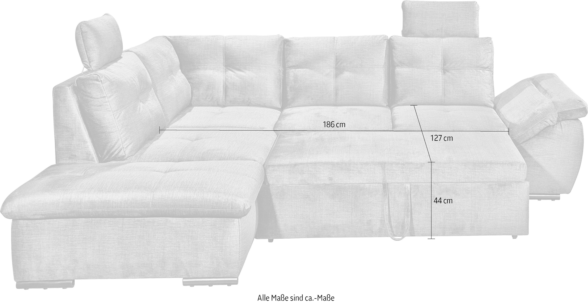 ED EXCITING DESIGN Ecksofa »Alija L-Form« mit Bettfunktion, Bettkasten, Armteilverstellung & Kopfstützen