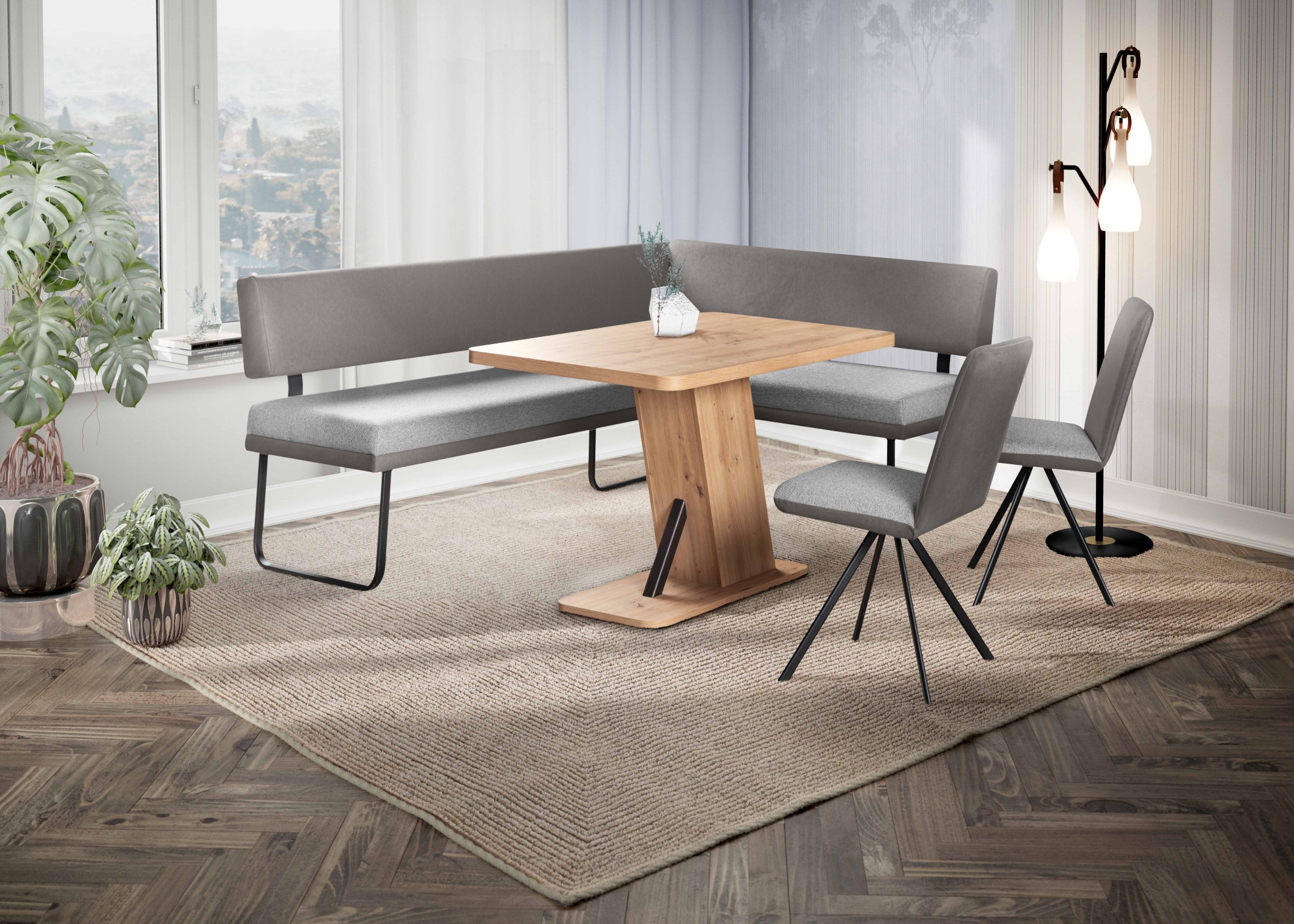 OTTO home Esszimmerstuhl »Gabi Polsterstuhl, Küchenstuhl, 4-Fußstuhl« () Gestell aus matt-schwarzem Flachmetall, stabil, 2-Stoff-Design