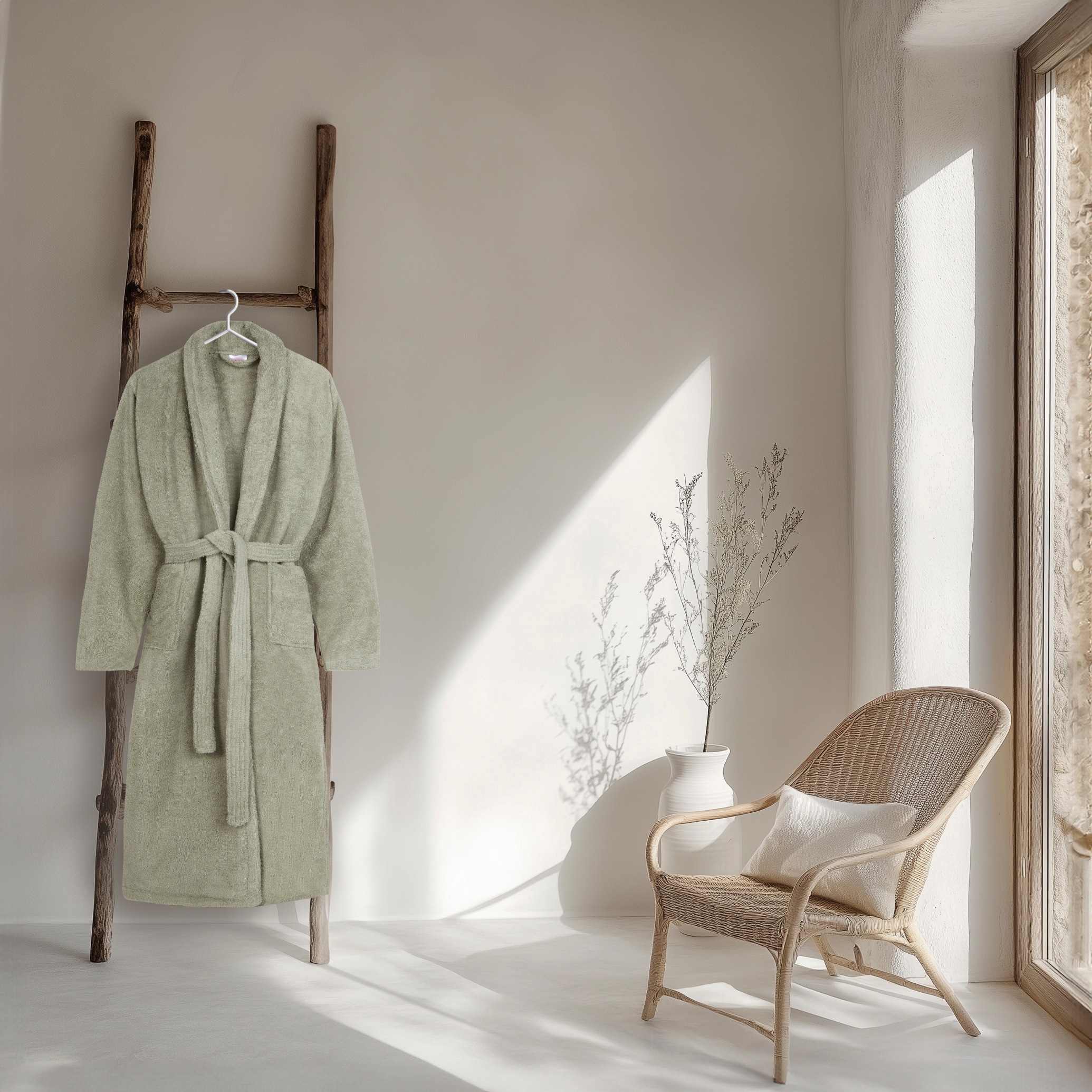 hip Bademantel »Hip Bathrobe uni«, (Packung, 1 St., 1x Bademantel), Schalkragen, Gürtel, Taschen, Damen & Herren, Velours, Glanz