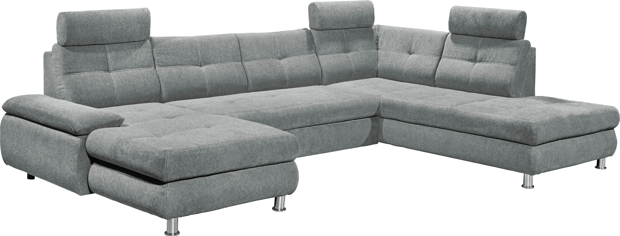 ED EXCITING DESIGN Wohnlandschaft »Alba U-Form«, mit Bettfunktion, Bettkasten, Armteilverstellung & Kopfstützen