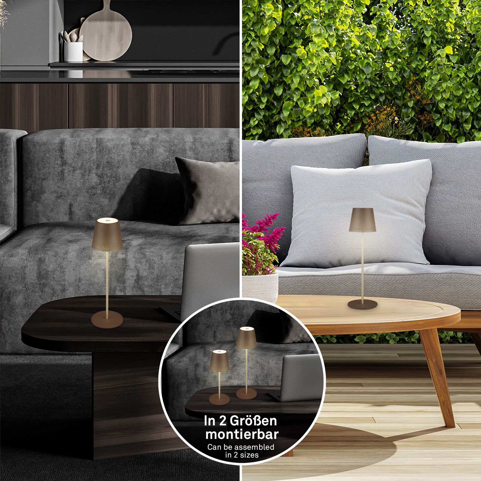 Briloner Leuchten LED Tischleuchte »KIKI« LED-Modul 1 Stk. Warmweiß mit Akku, höhenverstellbar, RGB, USB-C, warmweiß, IP44, weiß, 38 cm