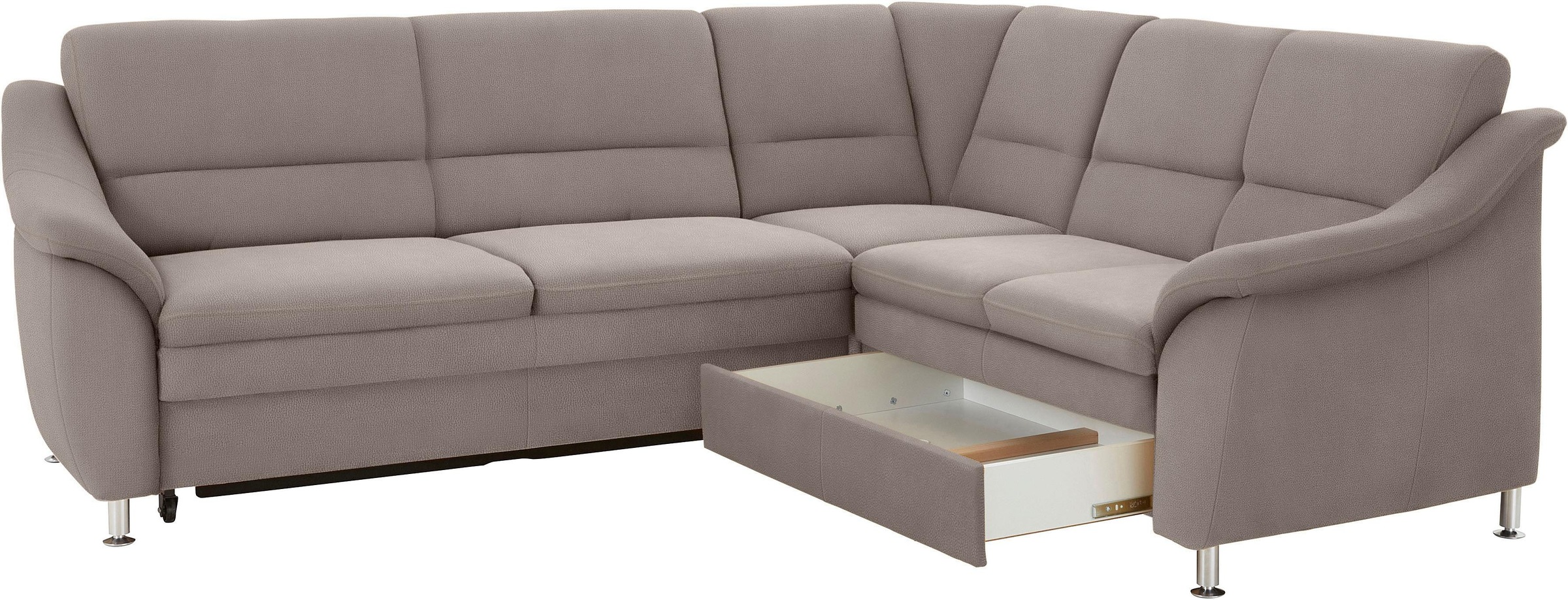 sit&more Ecksofa »Cardoso L-Form«, mit Federkern, wahlweise mit Bettfunktion und Schubkasten