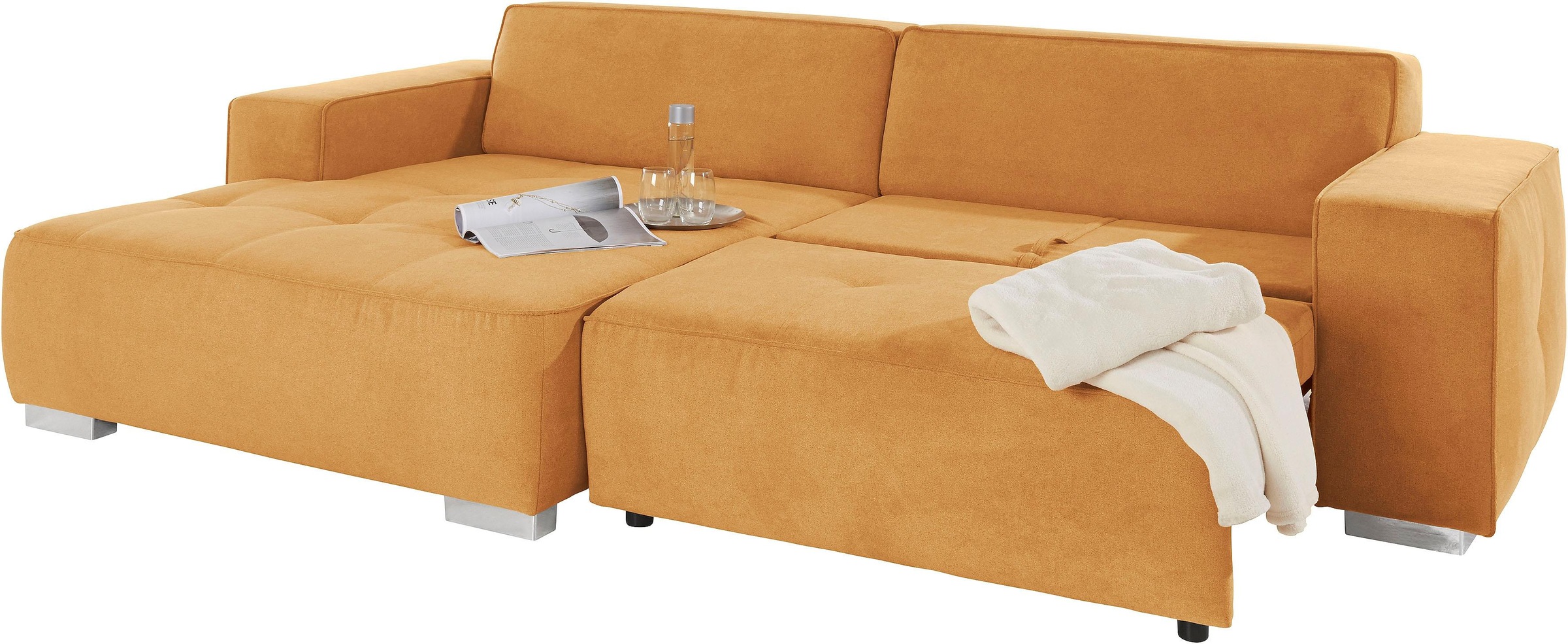 INOSIGN Ecksofa »Sapporo L-Form«, wahlweise Bettfunktion oder Sitztiefenverstellung, Federkern