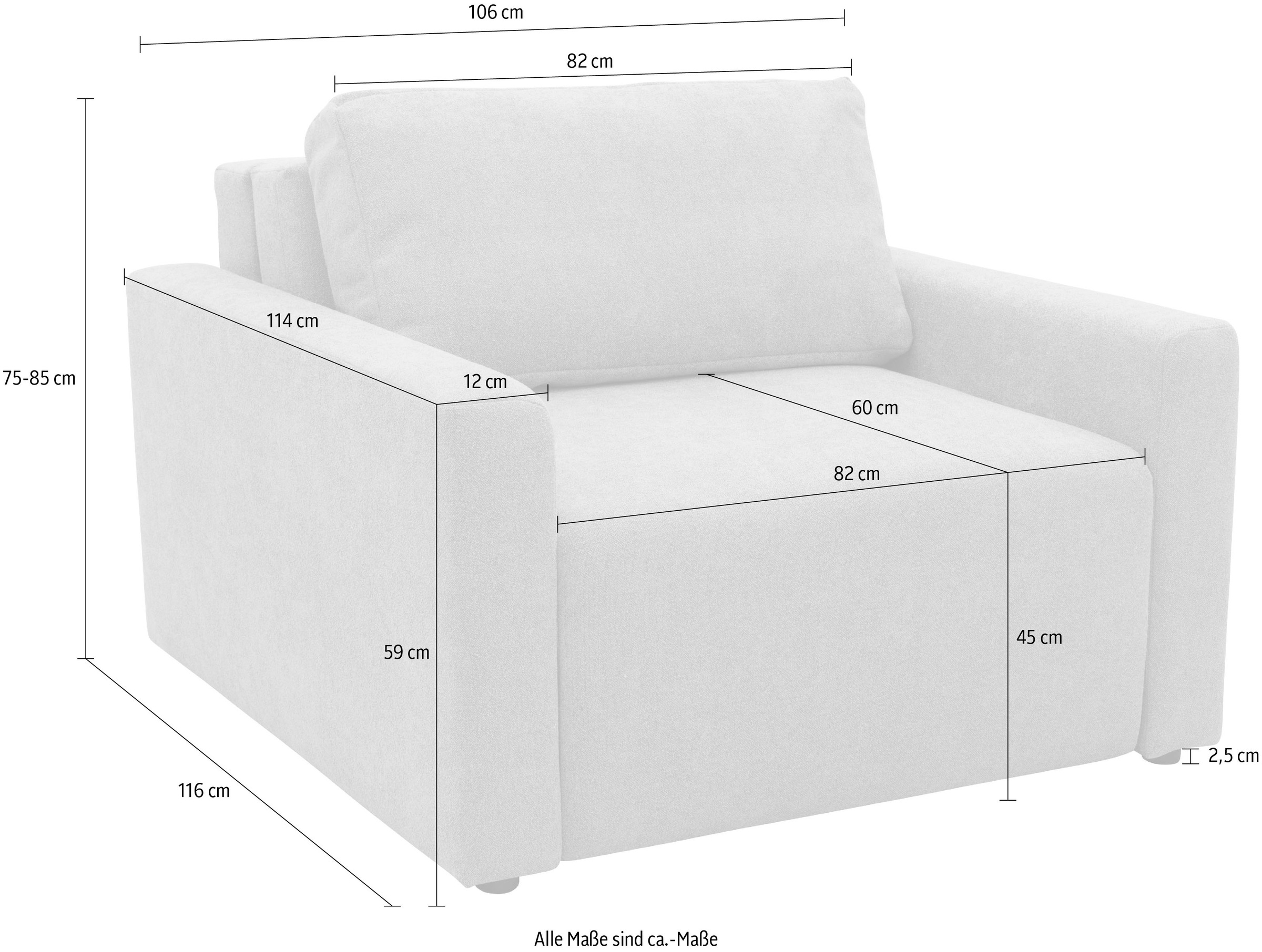 DOMO collection Sessel »700029 ausklappbar zur Schlaffunktion, mit Rückenkissen«