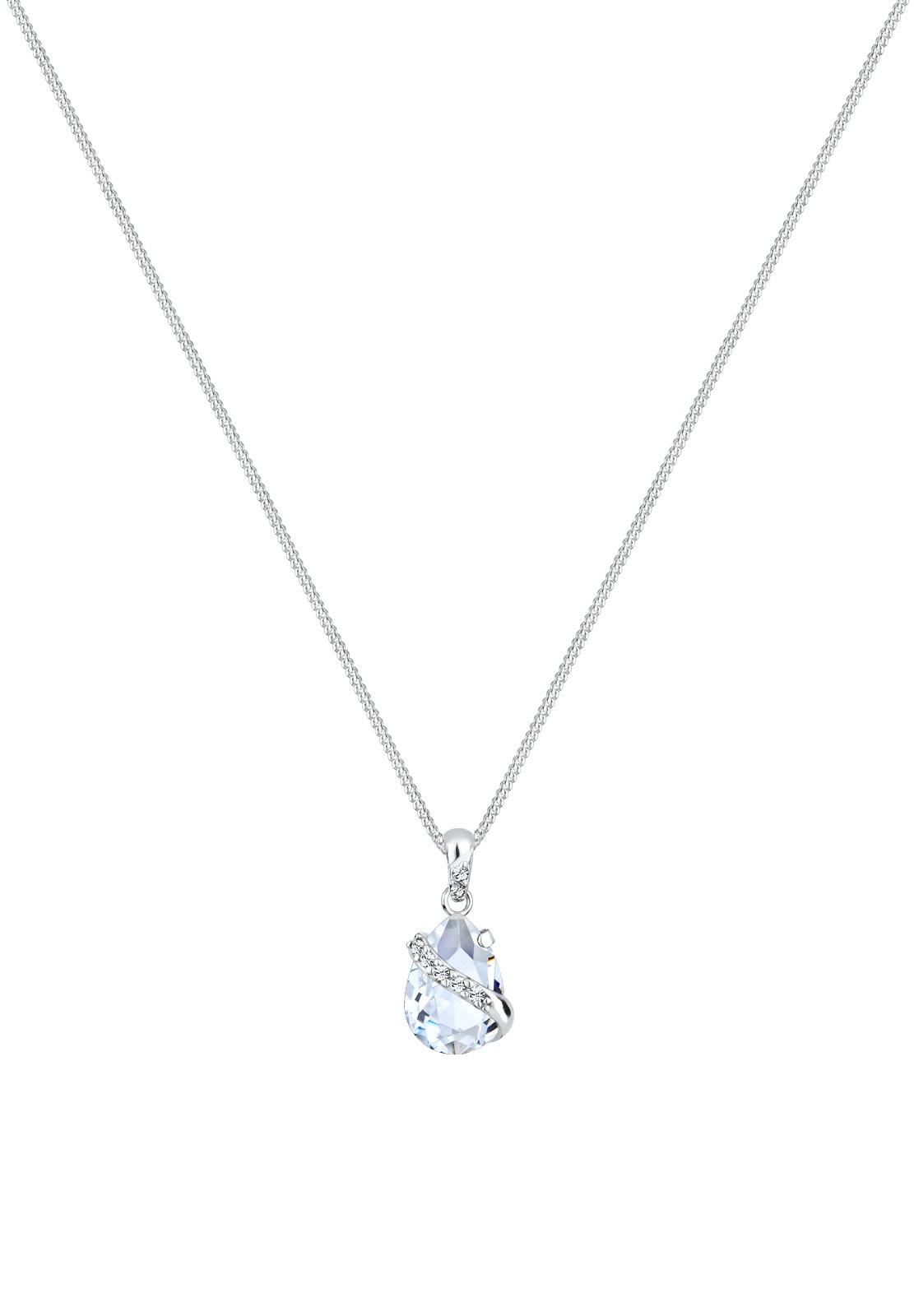 Elli Silberkette »Halskette Tropfen Glas Kristalle Weiß 925 Sterling Silber«