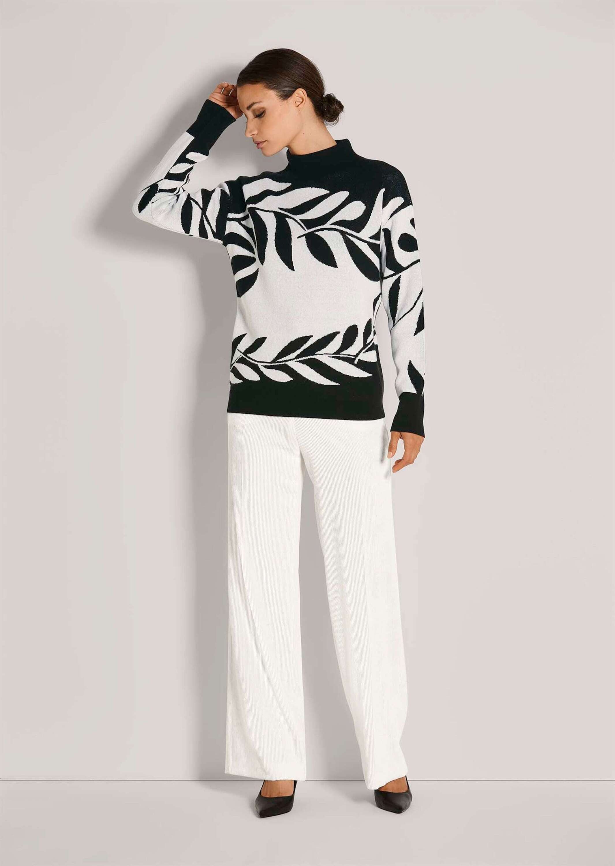 MADELEINE Longpullover »Jacquard-Pullover Moderner Winterpullover mit floralem Strickmuster« Jacquard