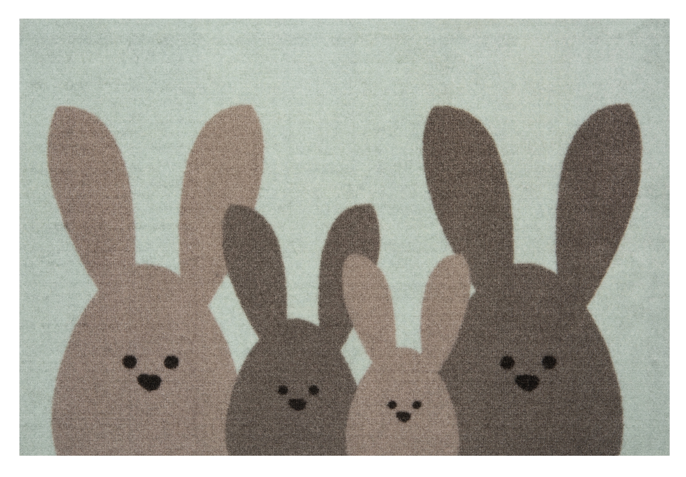 HANSE Home Fußmatte »Bunny Family, Türmatte«, rechteckig, 7 mm Höhe, Schmutzfangmatte, In-& Outdoor, Rutschfest, Waschbar, Türmatte, Ostern