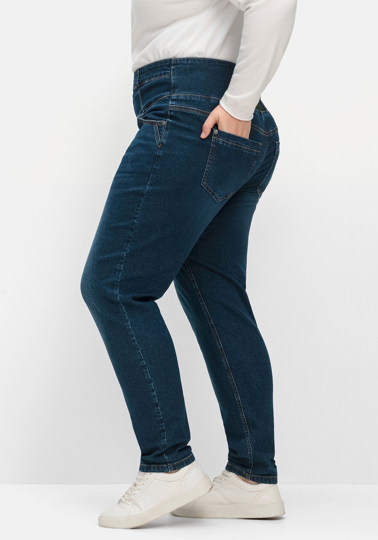 Sheego Stretch-Jeans »Schmale Jeans mit breitem High-Waist-Bund«