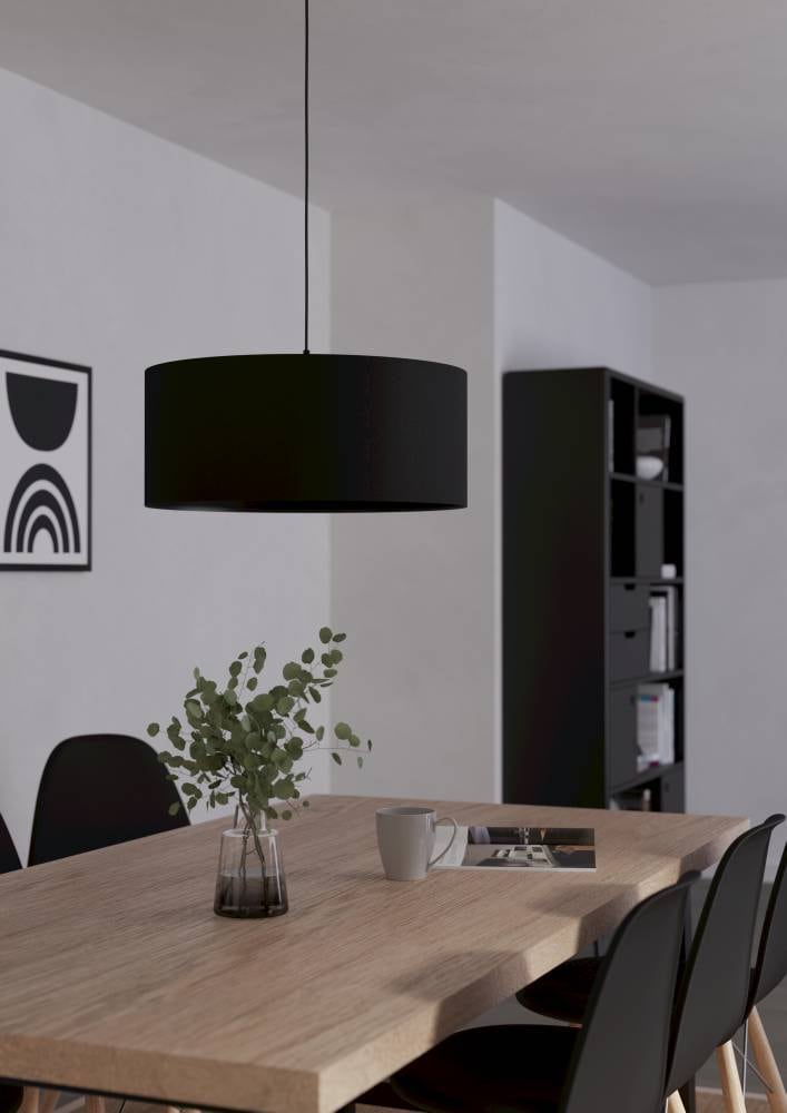 EGLO Hängeleuchte »MASERLO 1 Pendellampe, Stahl, Textil, E27, IP20, Esstischlampe, Lampe«, 1 flammig, Leuchtmittel E27 | ohne Leuchtmittel, Elegante Hängelampe für Esszimmer, Küche oder Wohnzimmer