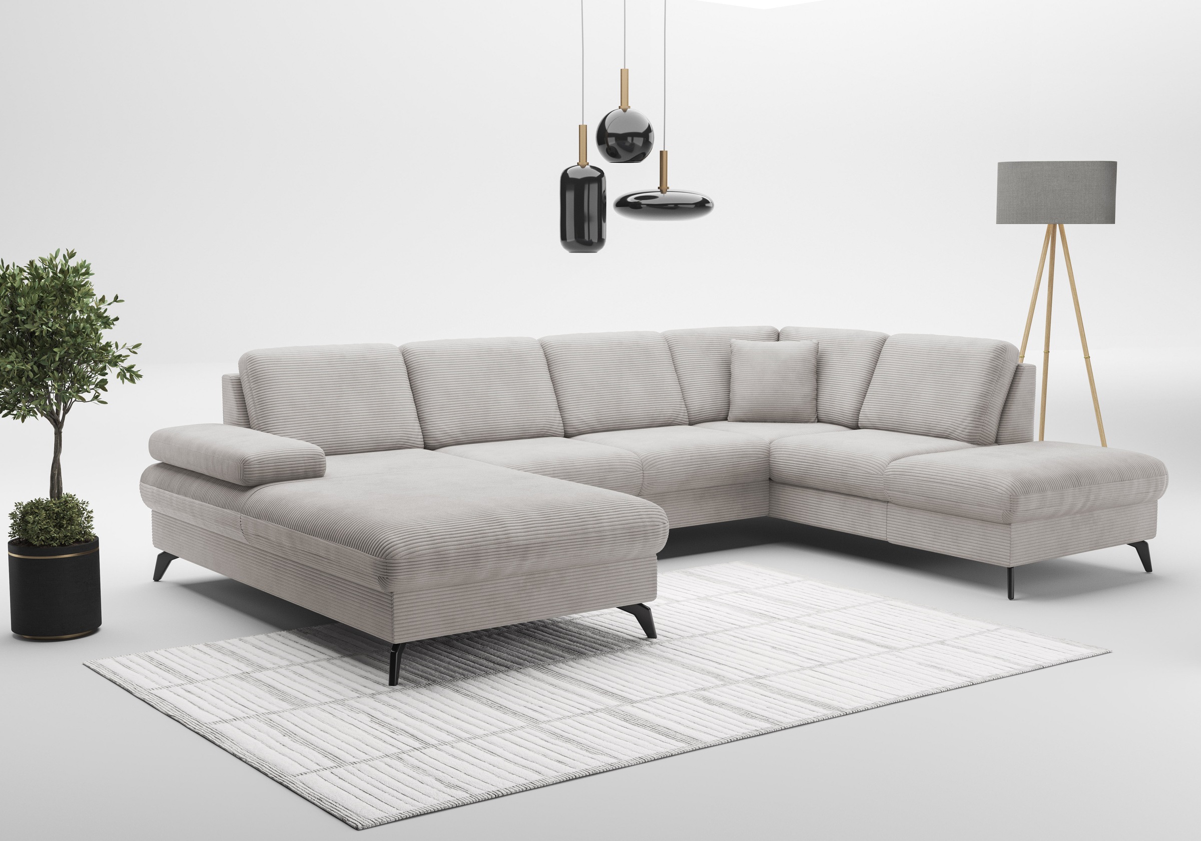 sit&more Wohnlandschaft »Morris Jubi U-Form«, inkl. Armteilfunktion und 1 Zierkissen, wahlweise mit Bettfunktion