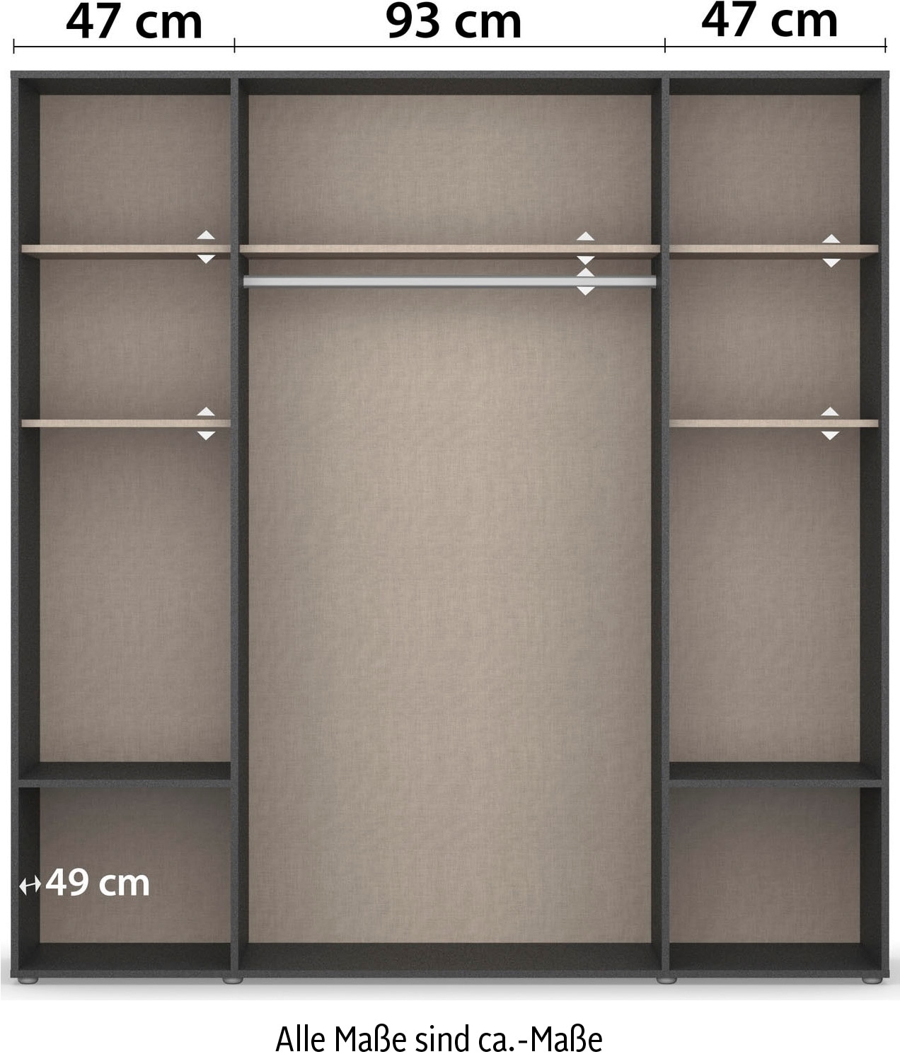 rauch Drehtürenschrank »Kleiderschrank Schrank Garderobe Wäscheschrank VOYAGER«, (in 3 verschiedenen Ausstattungen BASIC/CLASSIC/PREMIUM), moderne Griffe in Graumetallic mit Außenschubkästen MADE IN GERMANY
