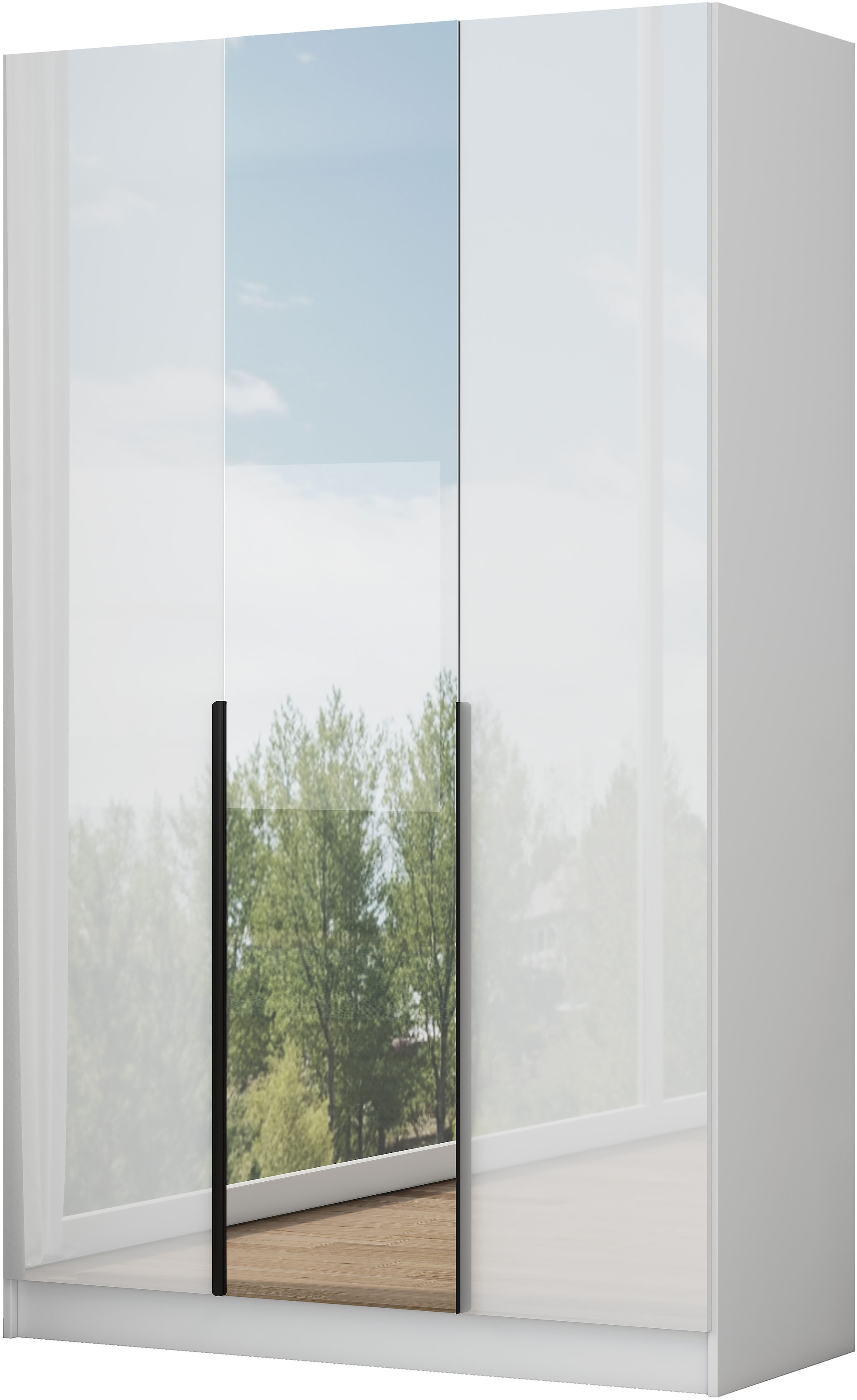 OTTO home Kleiderschrank »Annor Schlafzimmerschrank Breite 122cm hochglanz Schrank Garderobe« Drehtürenschrank mit perfekter Innenausstattung - elegante Türgriffe