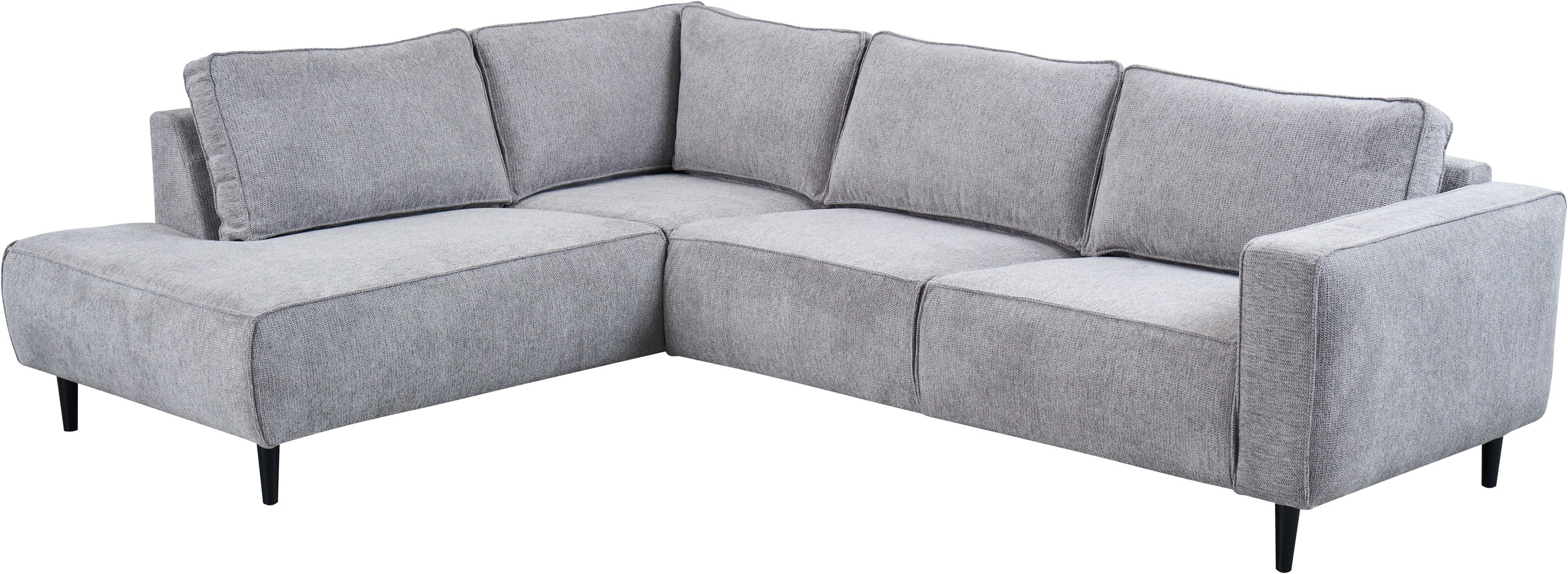 Places of Style Ecksofa »Fumone, Lederoptik oder Soft-Touch Chenille«, Breite 260, mit schwarzen Massivholzfüßen