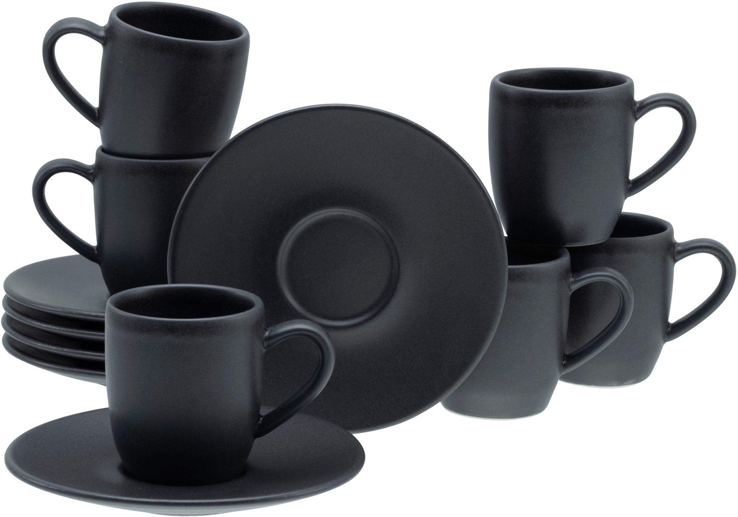 Espressotasse »Soft Touch Black«, (Set, 12 tlg.), 12-teilig, inkl. Untertasse