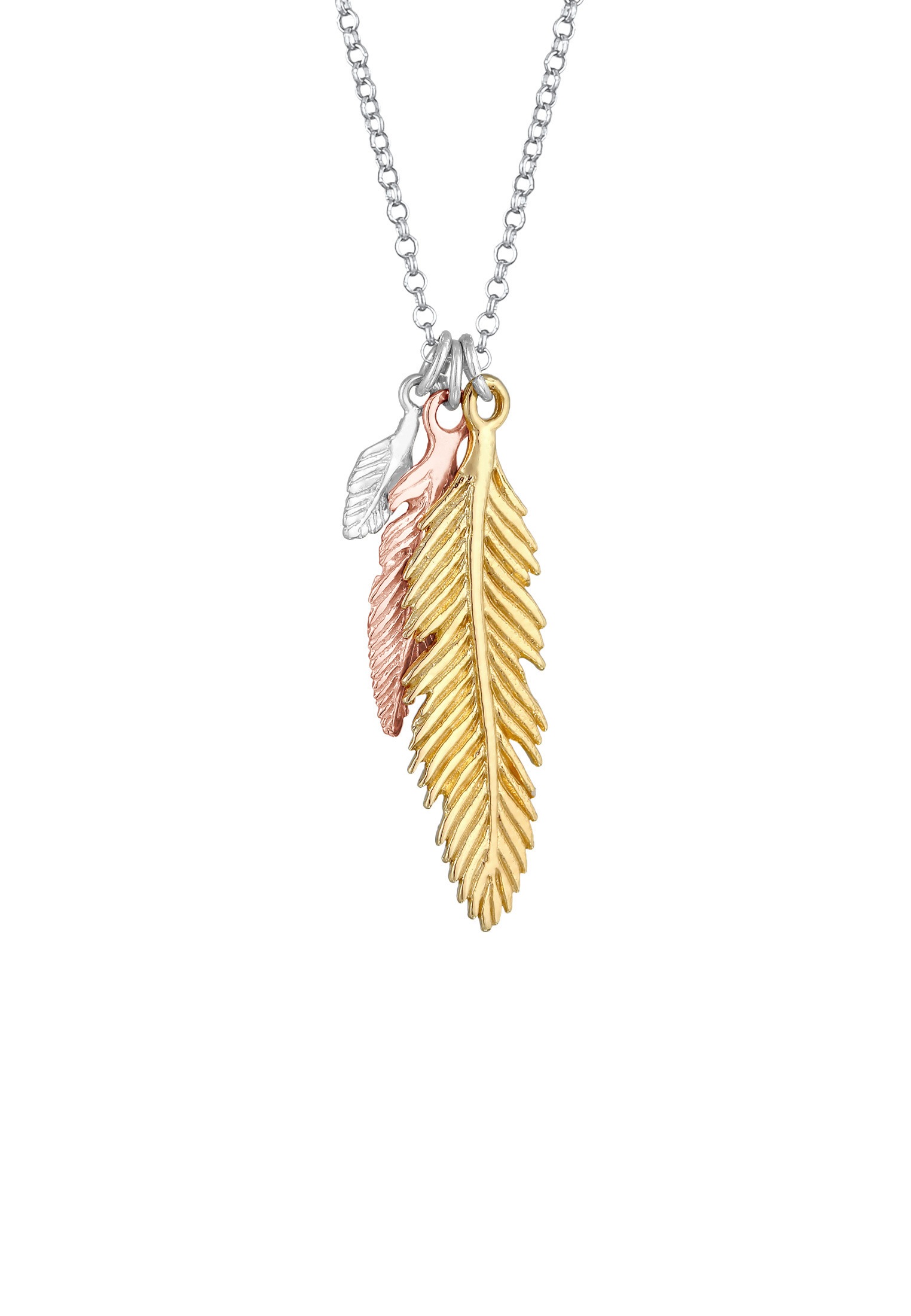 Elli Kette mit Anhänger »Halskette Feder Symbol Tricolor 925 Silber«