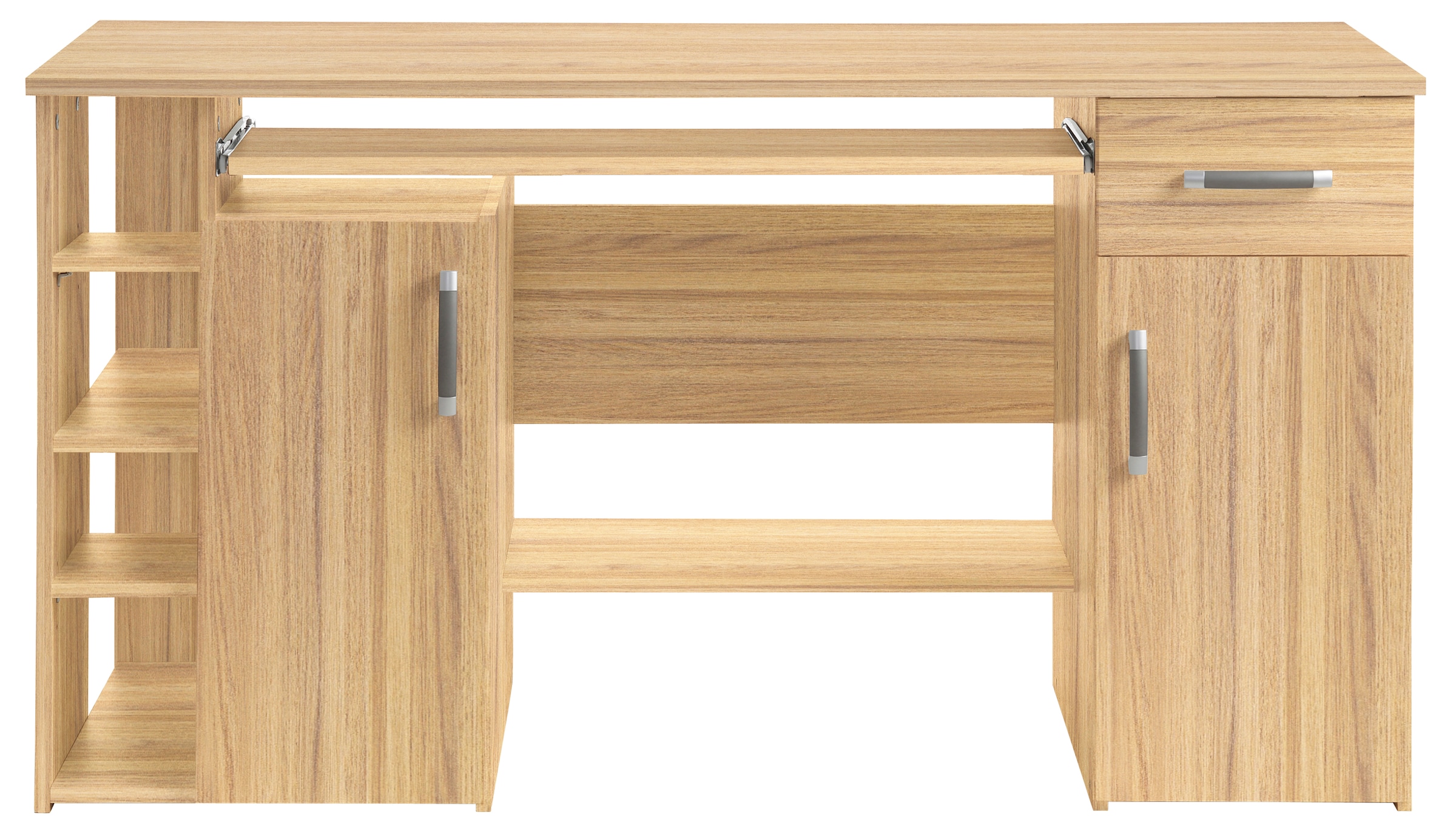 VOGL Möbelfabrik Schreibtisch »Tim mit seitlich offenen Fächern & Tastaturauszug,«, Druckerablage, 1 Schublade, Breite 138 cm, Made in Germany