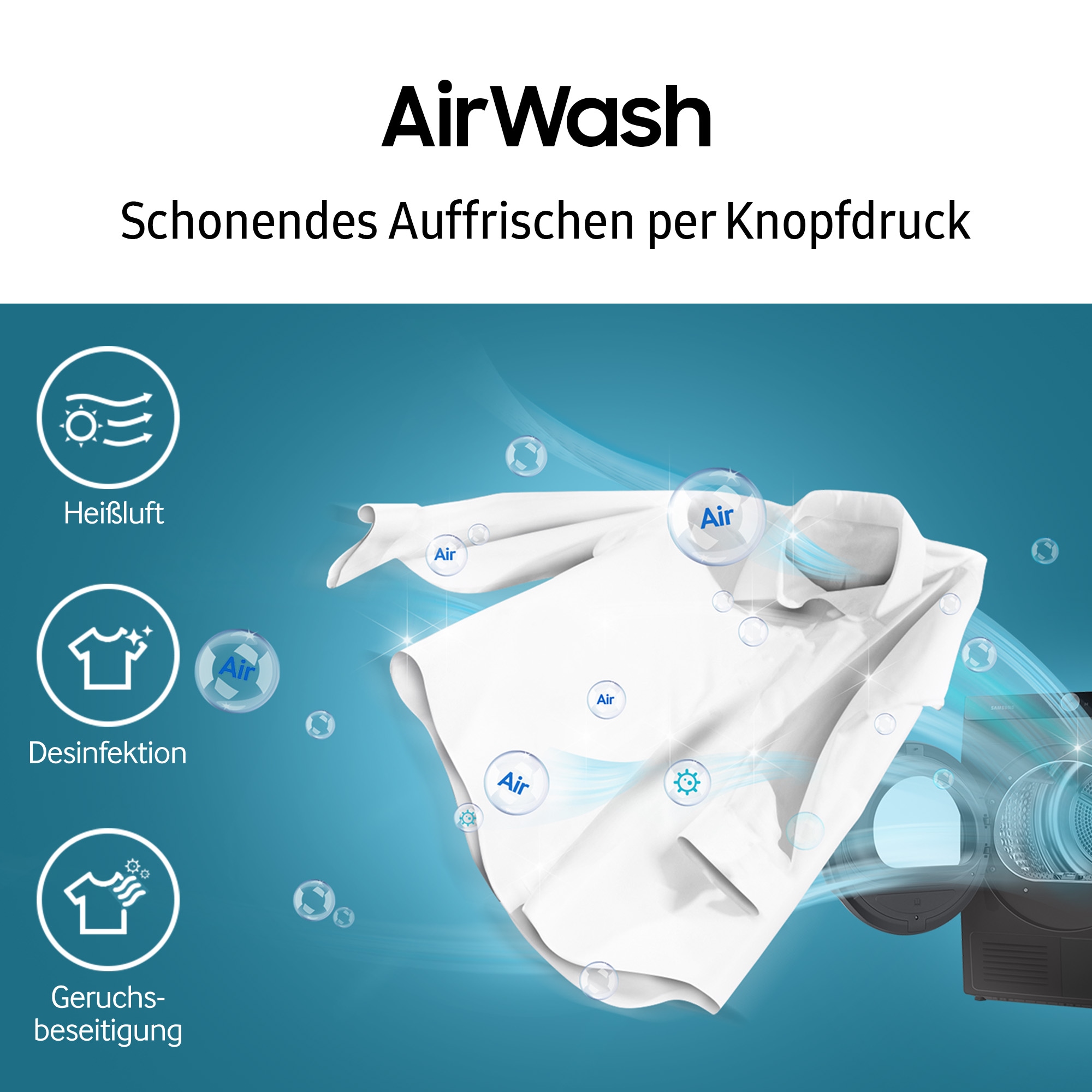 Samsung Waschtrockner »WD9EDG5B15BBEG«, WD5000D, Hygiene - Dampfprogramm