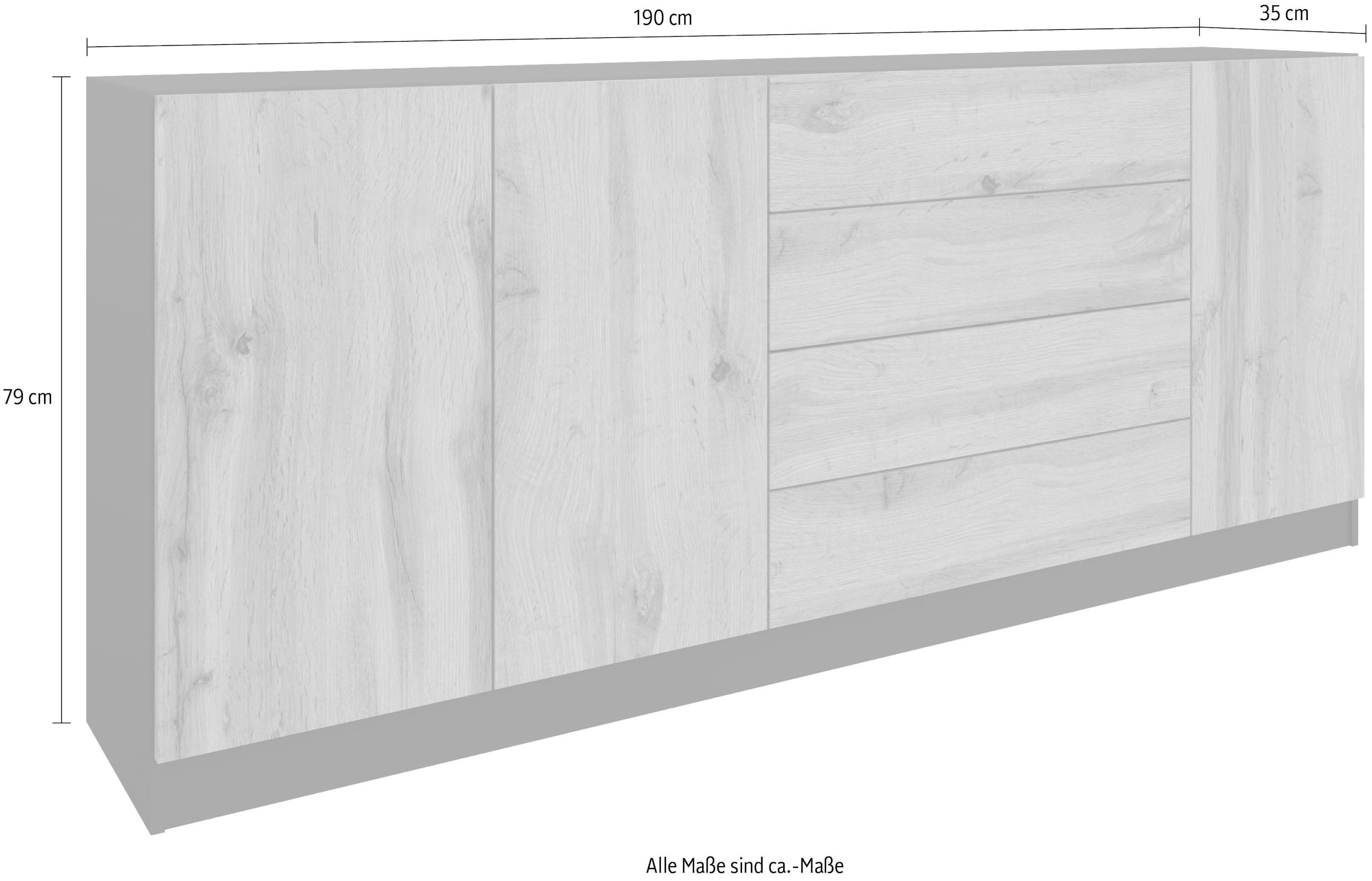 auf Möbel Sideboard »Vaasa«, borchardt 190 Breite kaufen cm Raten