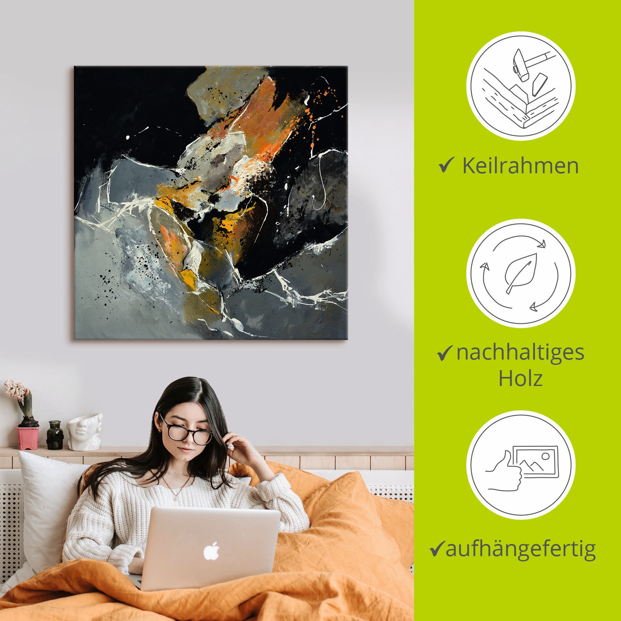 Artland Leinwandbild »Abstrakt XV« Gegenstandslos 1 Stk. tlg. auf Holzrahmen gespannt