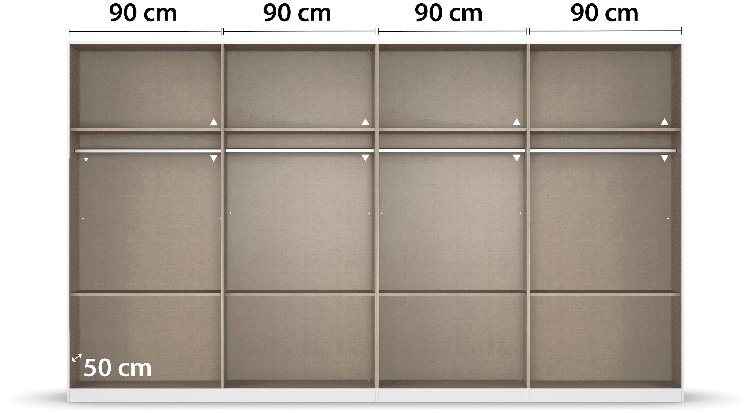OTTO home Drehtürenschrank »Kleiderschrank Schrank Garderobe AGORDO mit Dekor- oder Hochglanzfront« in zwei Griff-Farben, Breite 360 cm,  mit Außenschubkästen, Serie in 7 Breiten und 2 Höhen MADE IN GERMANY
