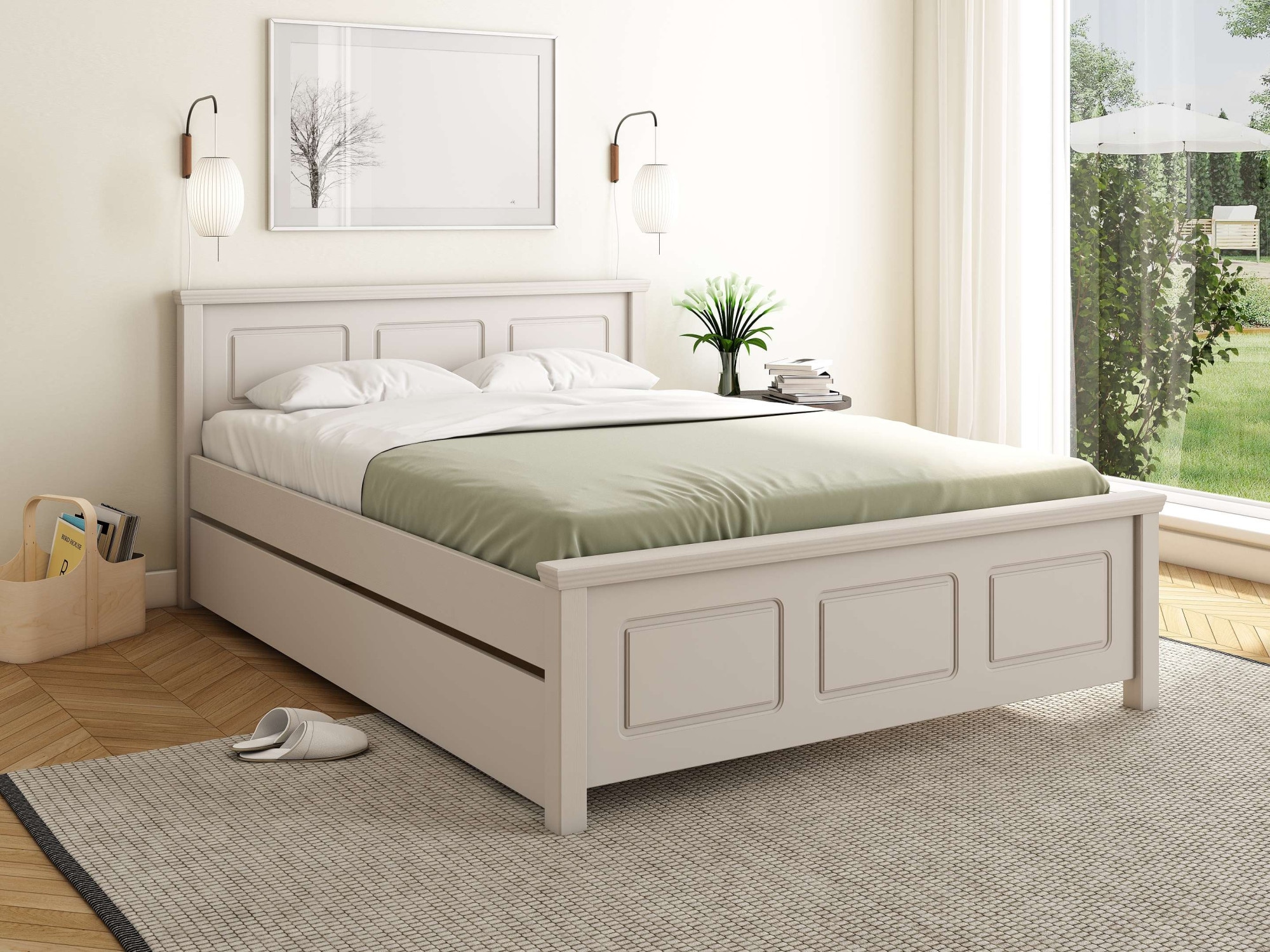 OTTO home Massivholzbett »ERIK' , Made in Europe, optional mit Schublade, Massivholz Kiefer« FSC® zertifiziert,  in mehreren Größen, Landhausstil mit Kassettenoptik