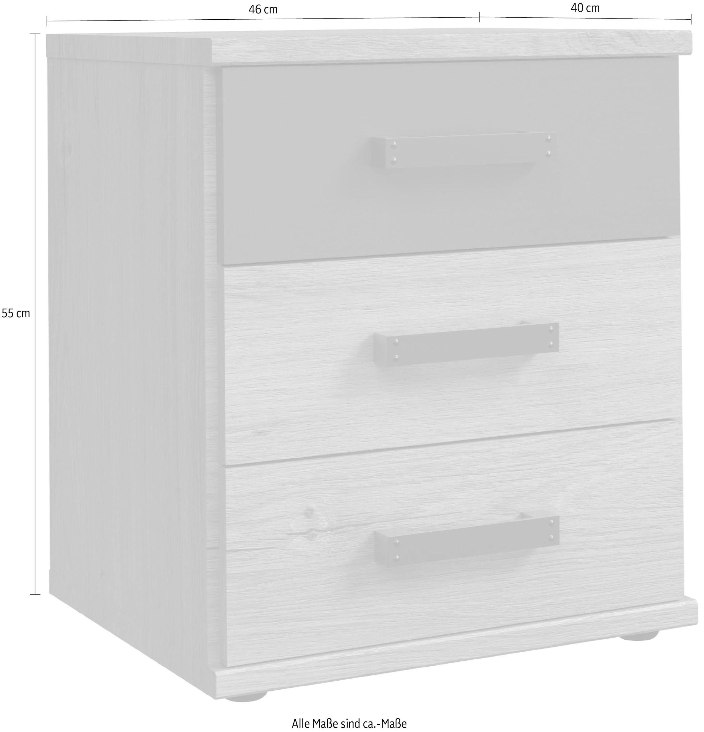 Wimex Nachtkommode »Cork, 46/55/40cm, Nachtschrank Made in Germany«, industrial Design, rustikaler Look, 3 Schubladen