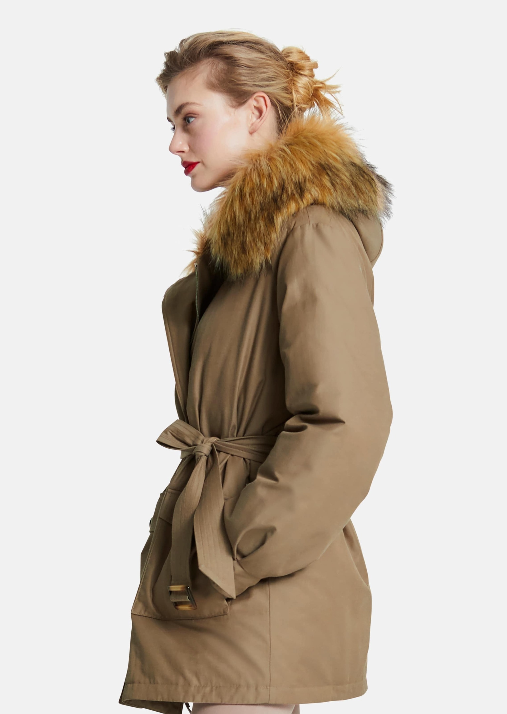 MADELEINE Trenchcoat »Parka Parka mit Kapuze und abnehmbarem Fake-Fur«