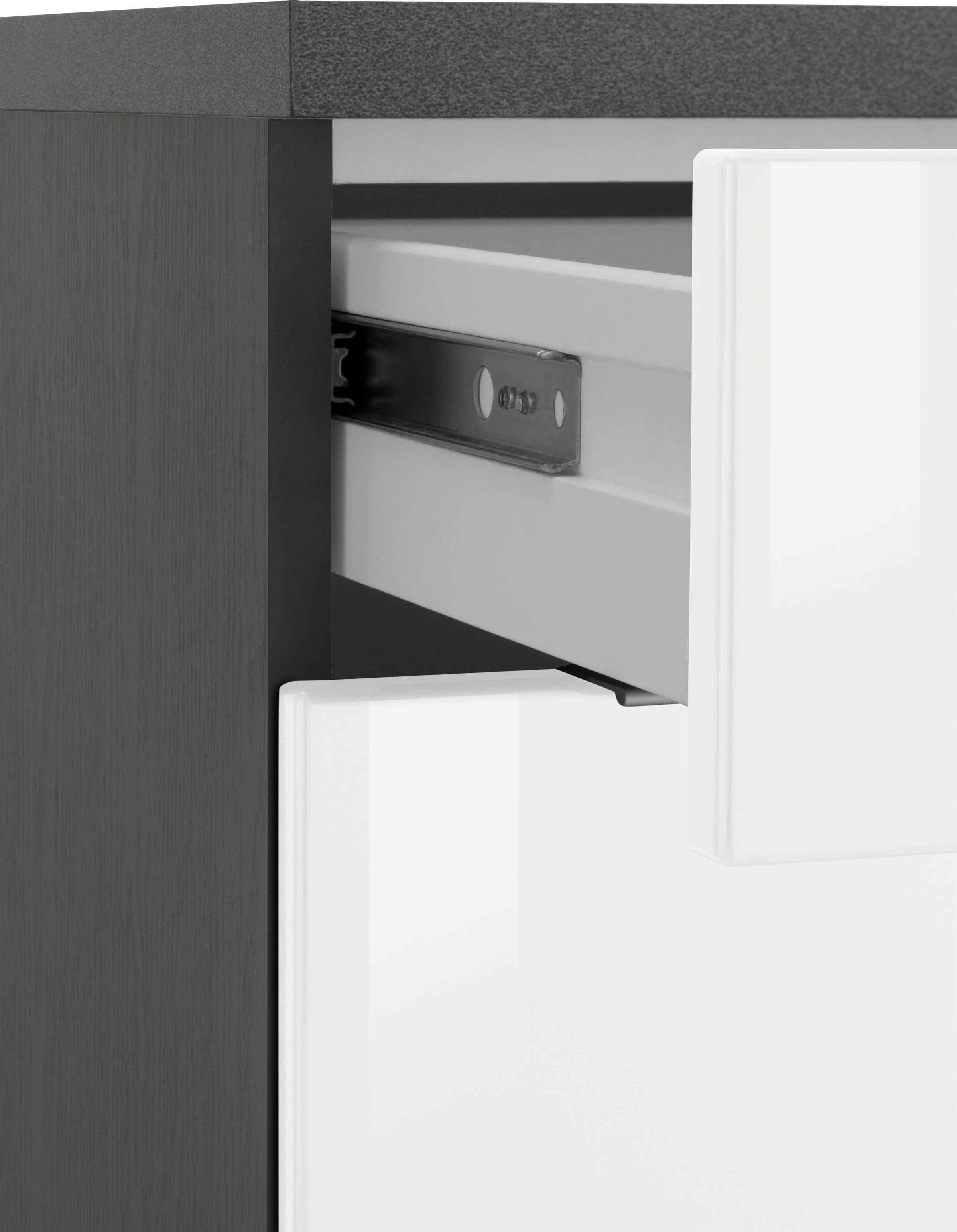 KOCHSTATION Küchenzeile »KS-Brindisi«, Breite 210 cm, wahlweise mit E-Geräten, mit MDF-Fronten und Regal