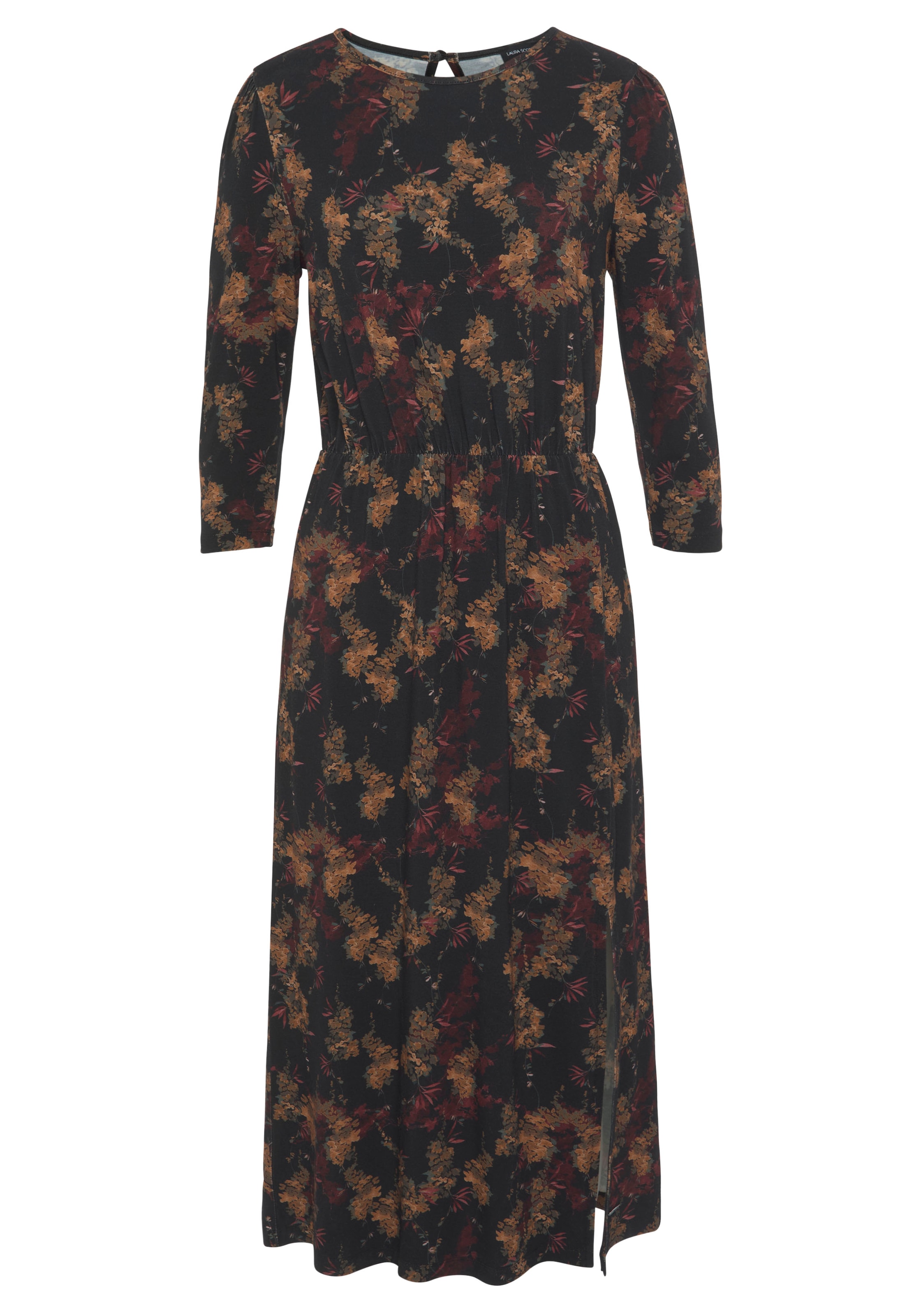 Laura Scott Midikleid, feminin gemustert, aus Viskosemischung, 3/4-Ärmel