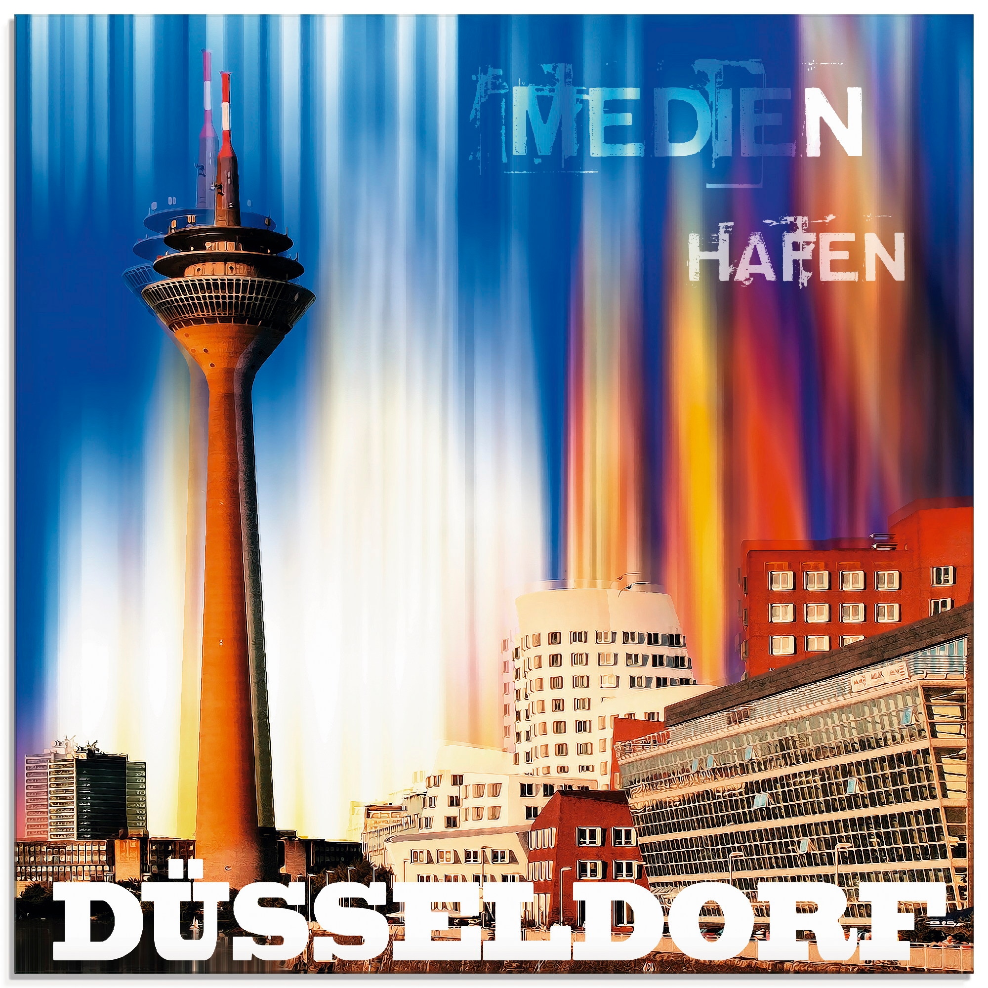 Artland Glasbild »Düsseldorf Skyline Abstrakt 03«, Deutschland, (1 St.), in verschiedenen Größen