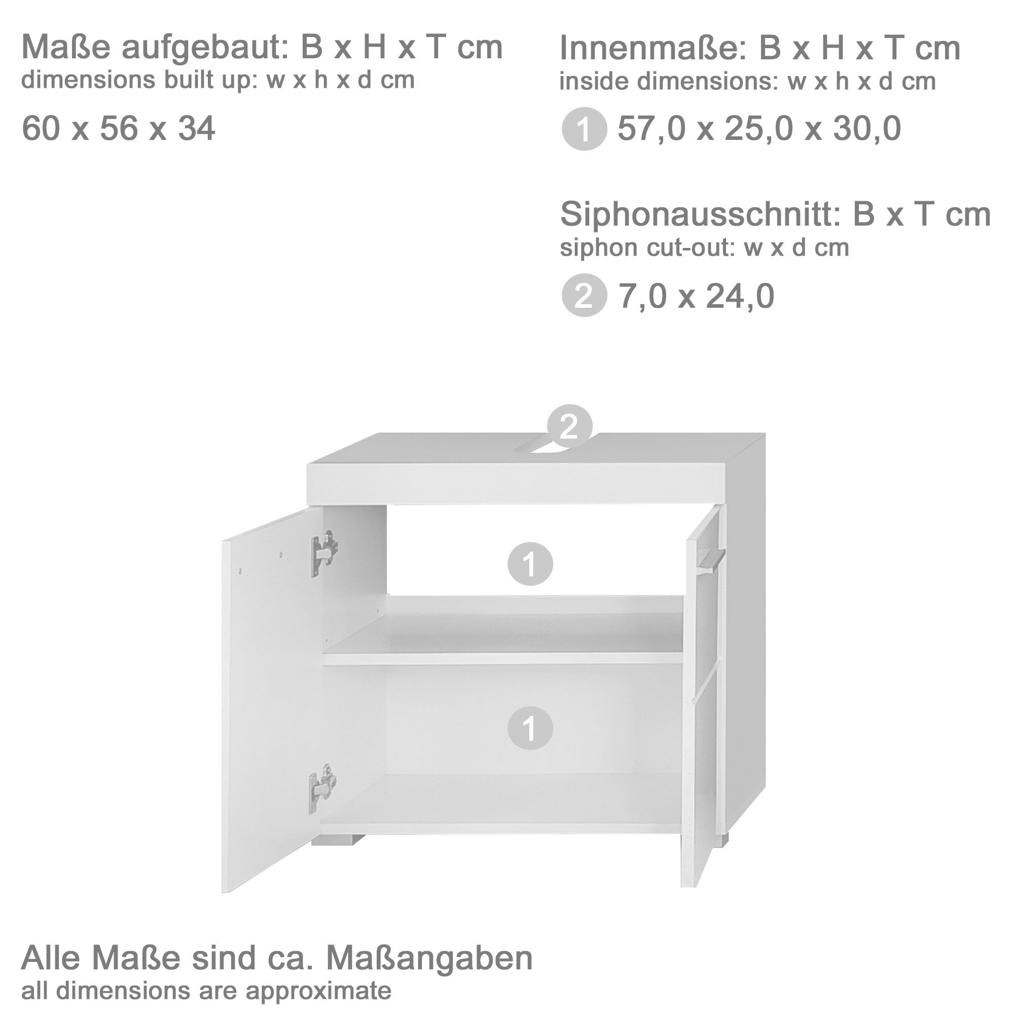 welltime Badmöbel-Set »Avena«, (Set, 5 St.), Hochschrank, WBU, Spiegelschrank, Kommode, Hängeschrank u. Beleuchtung