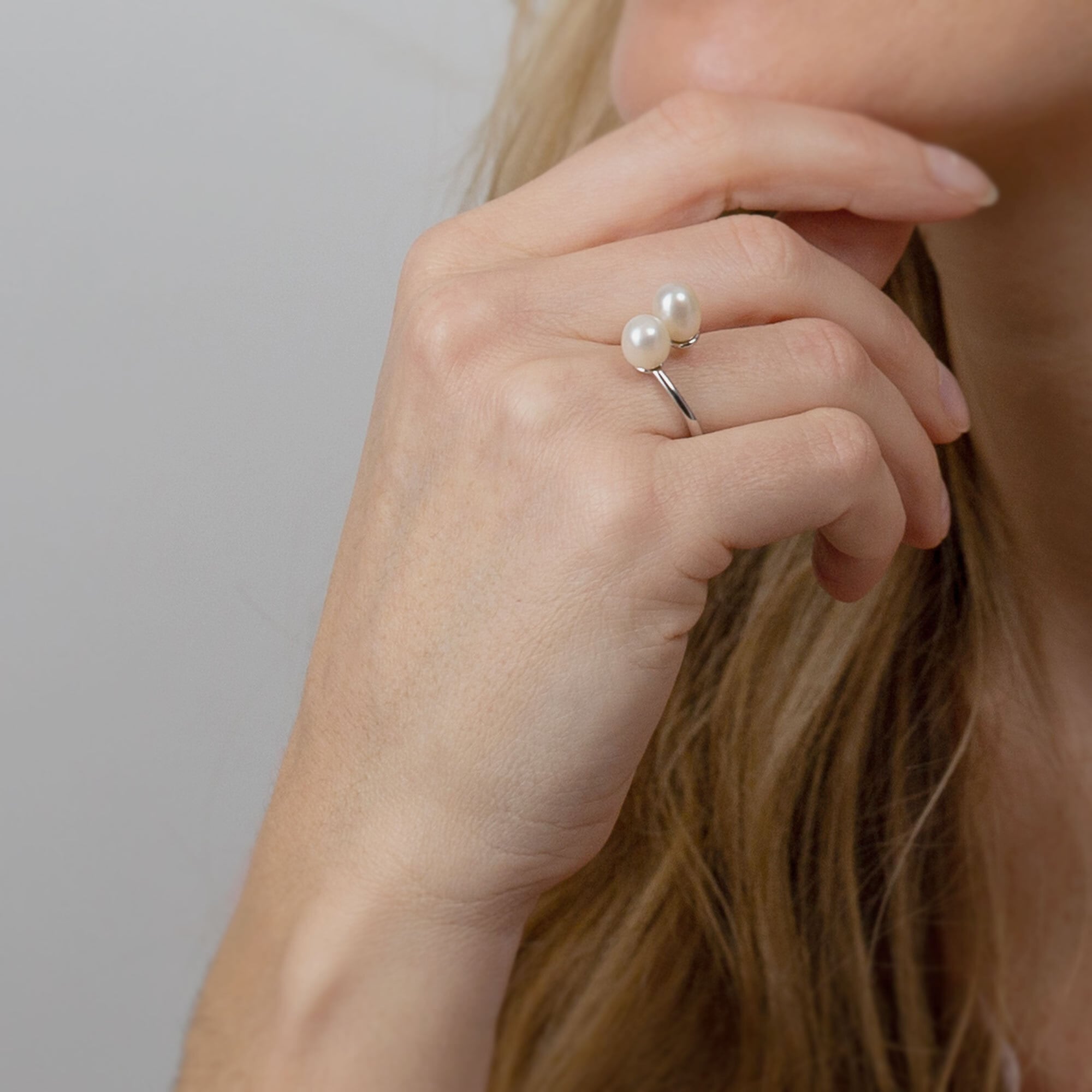 AILORIA Fingerring »Ring Silber/weiße Perle MAYUKO«