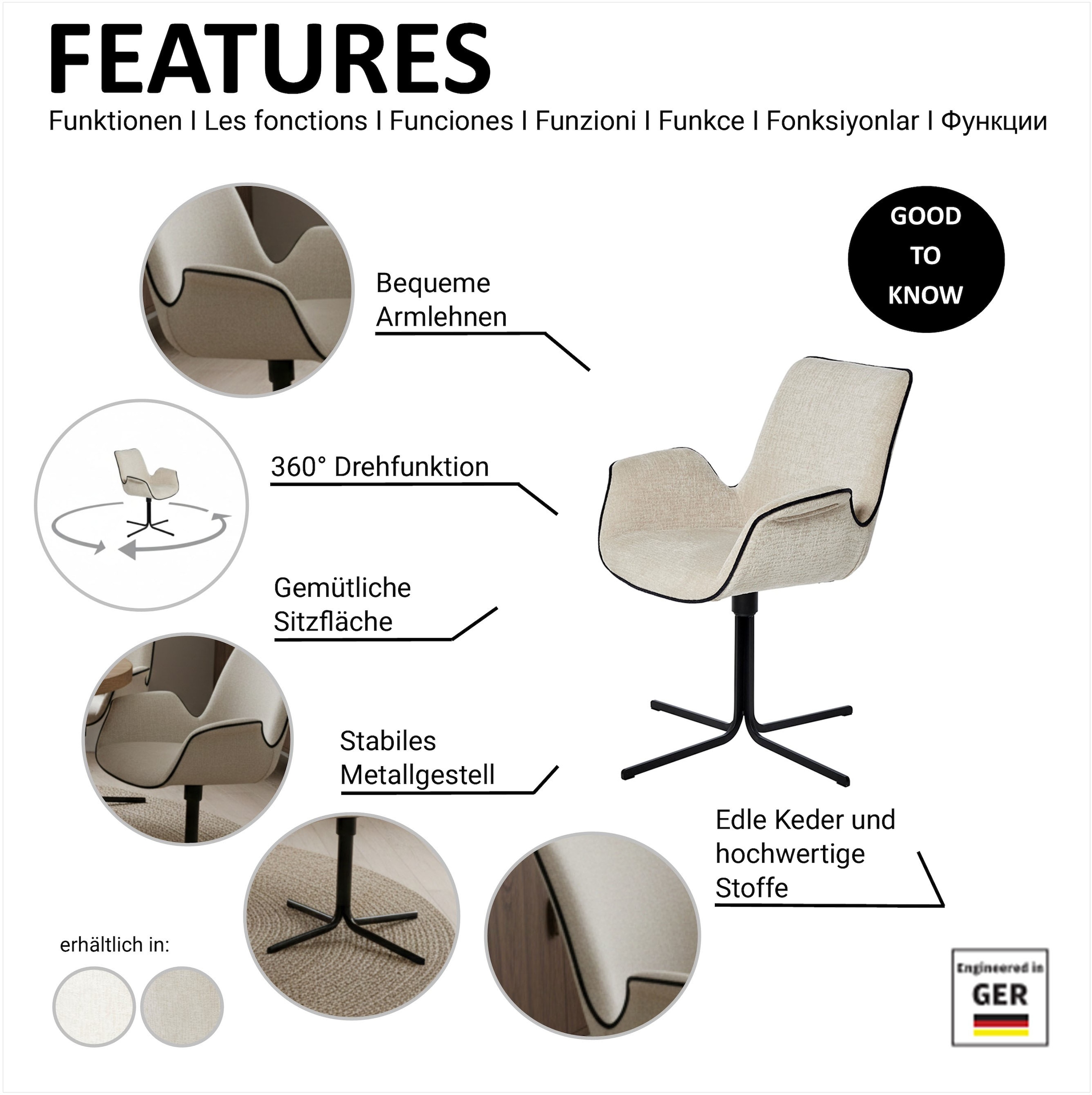 Jahnke Schalenstuhl »POLE TWIST« () Drehbar, gepolstert, mit Armlehnen, Metallgestell, B:65xT:63xH:85 cm