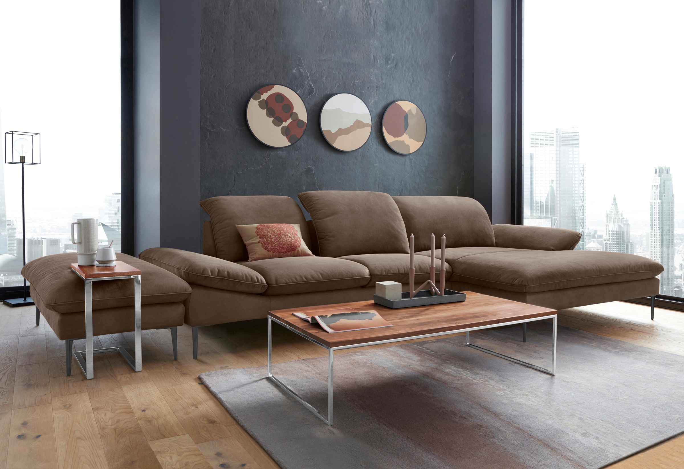 W.SCHILLIG Ecksofa »enjoy&MORE, Designsofa, bequem, zeitlos und elegant, L-Form«, Sitztiefenverstellung, Füße schwarz pulverbeschichtet, Breite 340 cm