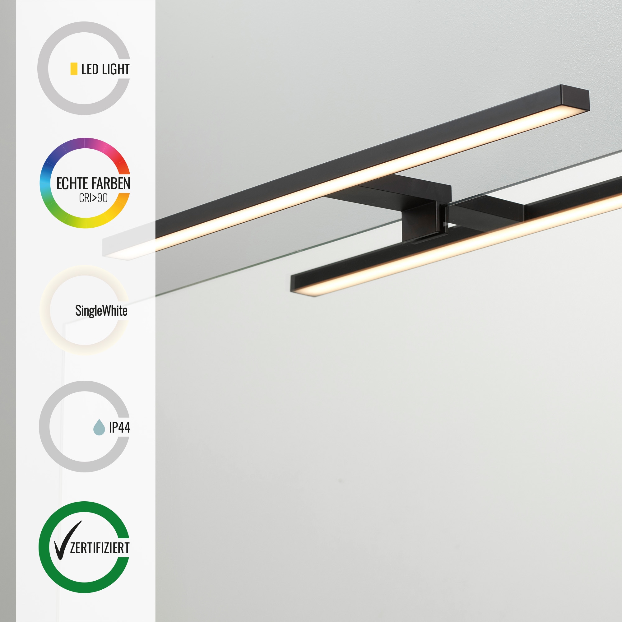 Loevschall Spiegelleuchte »Lagan NextGen, Badezimmer Lampe, LED Spiegelleuchte«, Leuchtmittel LED-Modul | LED fest integriert, Spiegellampen für das Bad