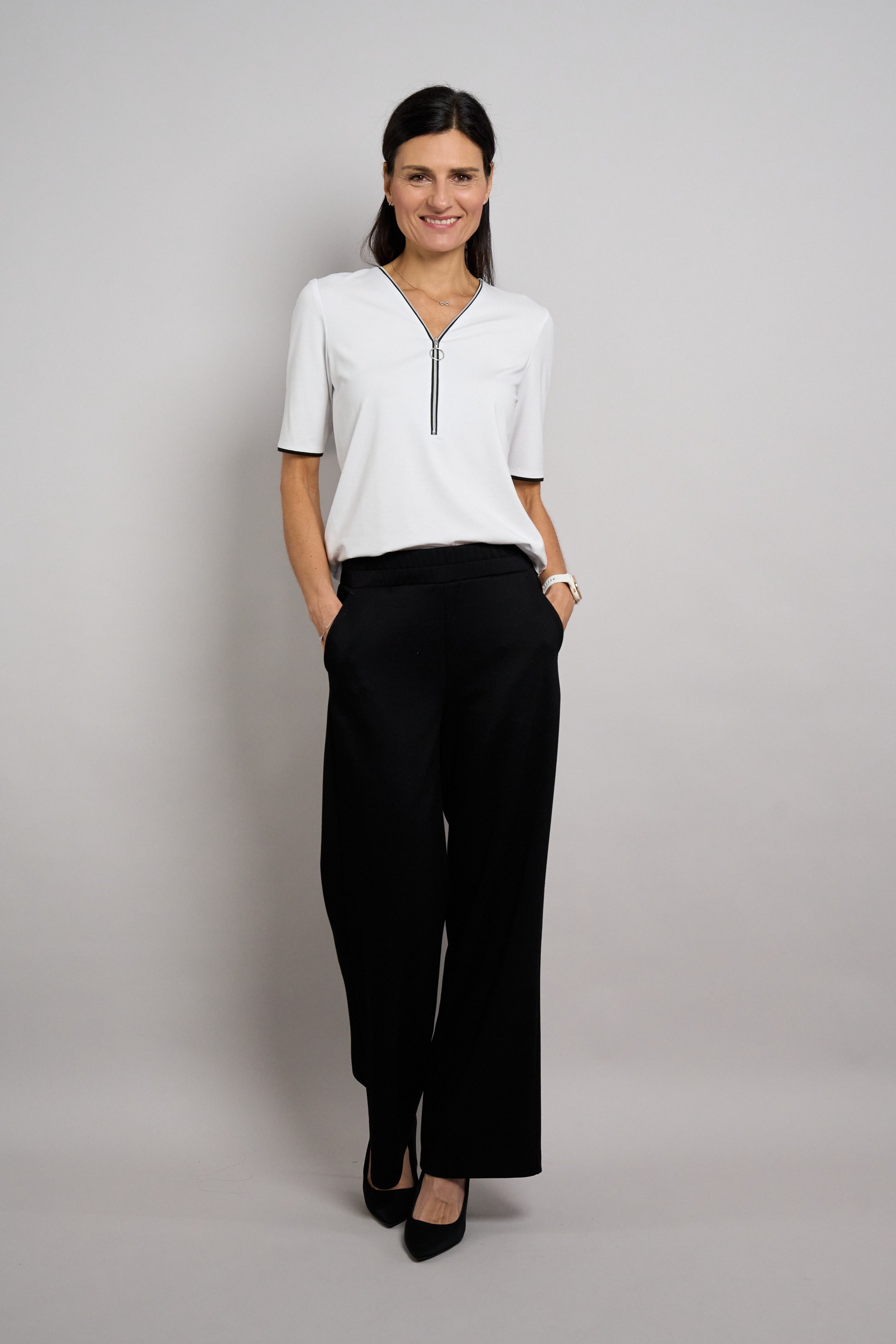 Seidel Moden V-Shirt mit Reißverschluss am Kragen - MADE IN GERMANY