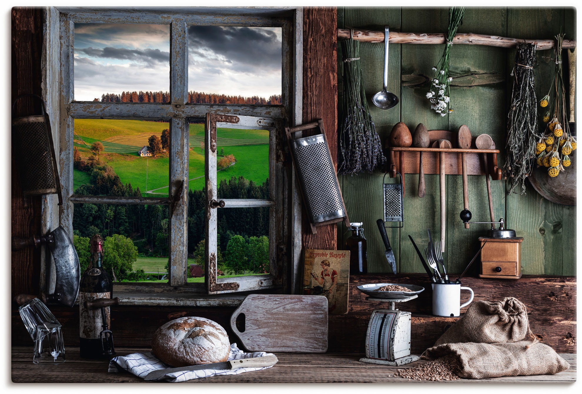 Artland Wandbild »rustikale Bauernküche«, Arrangements, (1 St.), als Alubild,  Leinwandbild, Wandaufkleber oder Poster in versch. Größen bequem kaufen