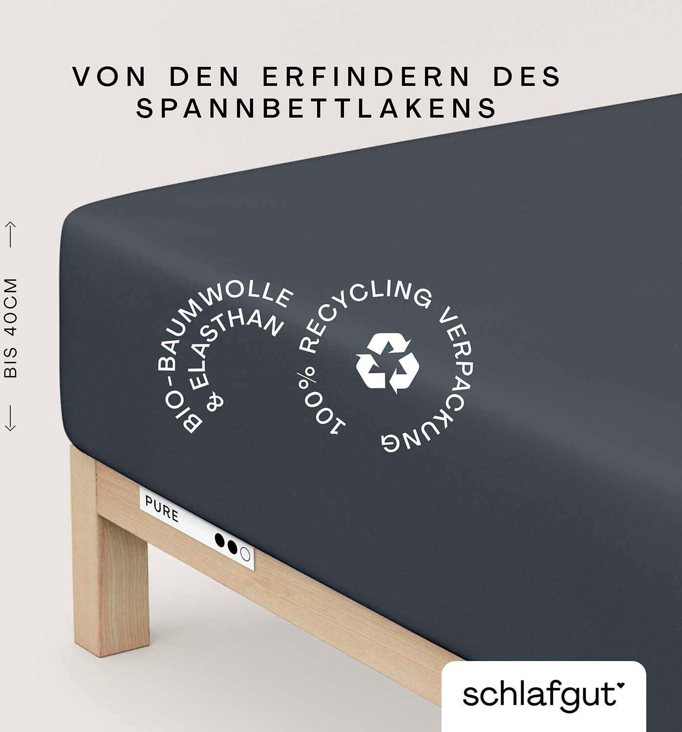 Schlafgut Spannbettlaken »PURE BOXSPRING in Gr. 90x200, 140x200 oder 180x200, für Boxspringbett«, aus Bio-Baumwolle, für Matratzen bis 40 cm Höhe, Bettlaken