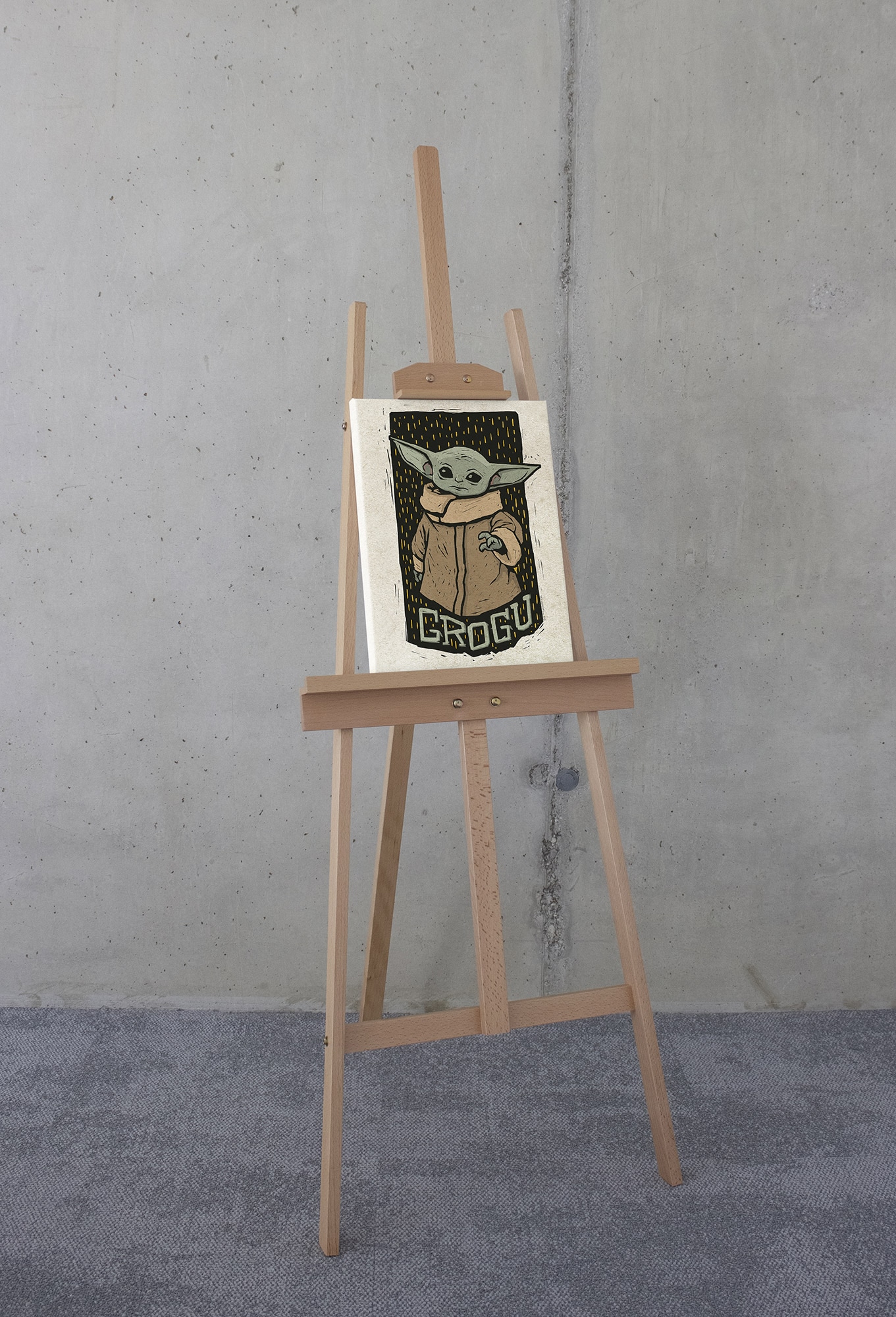 Komar Leinwandbild »Star Wars The Mandalorian Grogu Lino-Cut«, Disney, (1 St.), 30 x 40 cm (Breite x Höhe) - Kinderzimmer, Dekoration