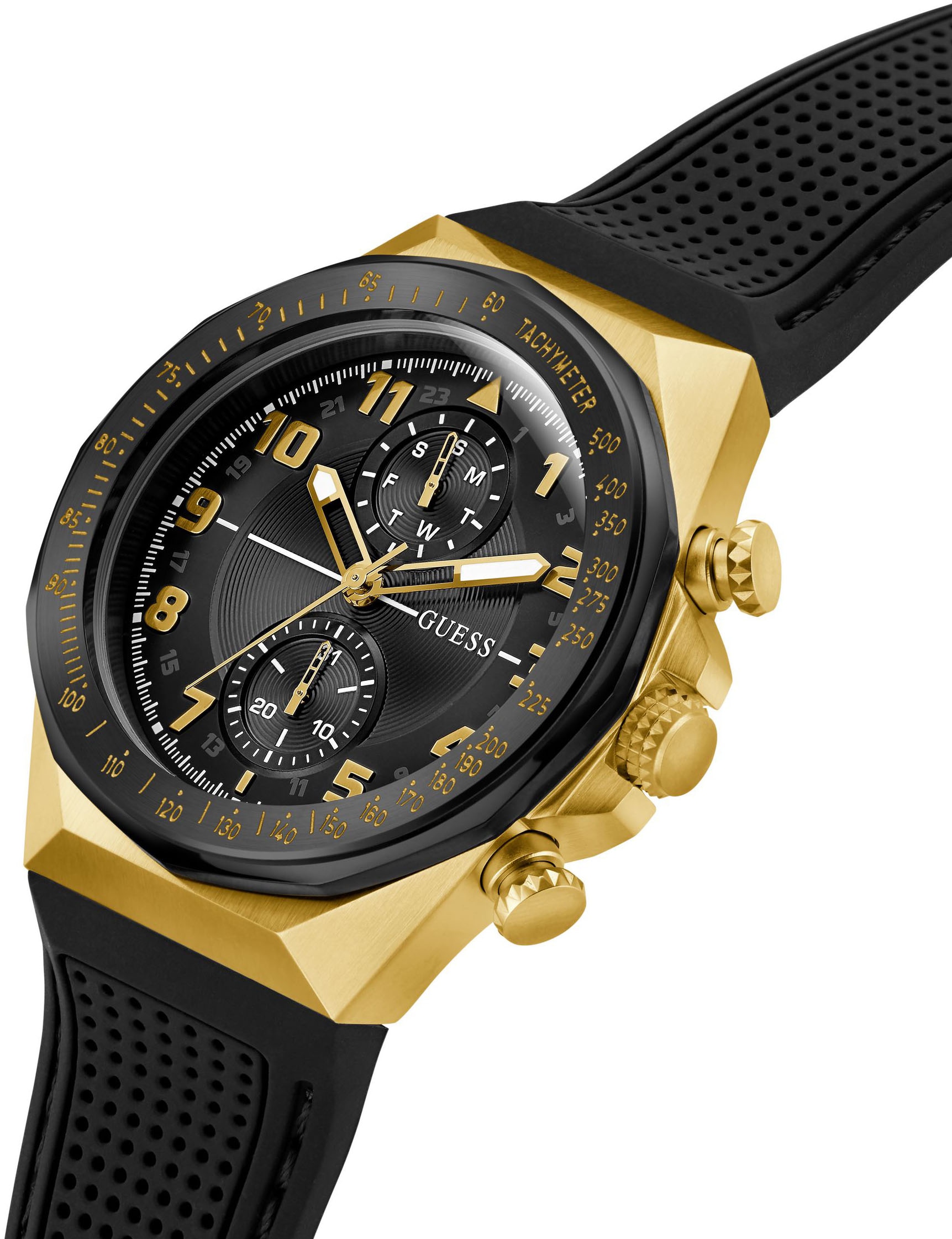 Guess Multifunktionsuhr »D1« Quarzuhr, Armbanduhr, Herrenuhr, Datum, Wochentag, Silikonarmband