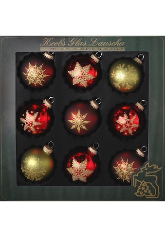 Weihnachtsbaumkugel »Schneeflocken, Weihnachtsdeko rot, Christbaumschmuck«, (Set, 9 St.)