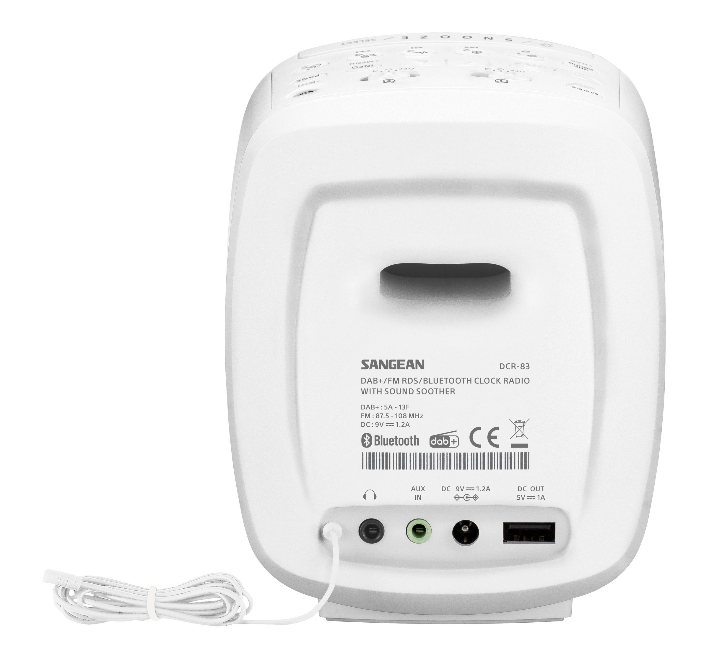 Sangean Uhrenradio »DCR-83«, (A2DP Bluetooth-AVRCP Bluetooth FM-Tuner mit RDS), DAB+, Farbdisplay, Bluetooth, USB zum Aufladen des Smartphones