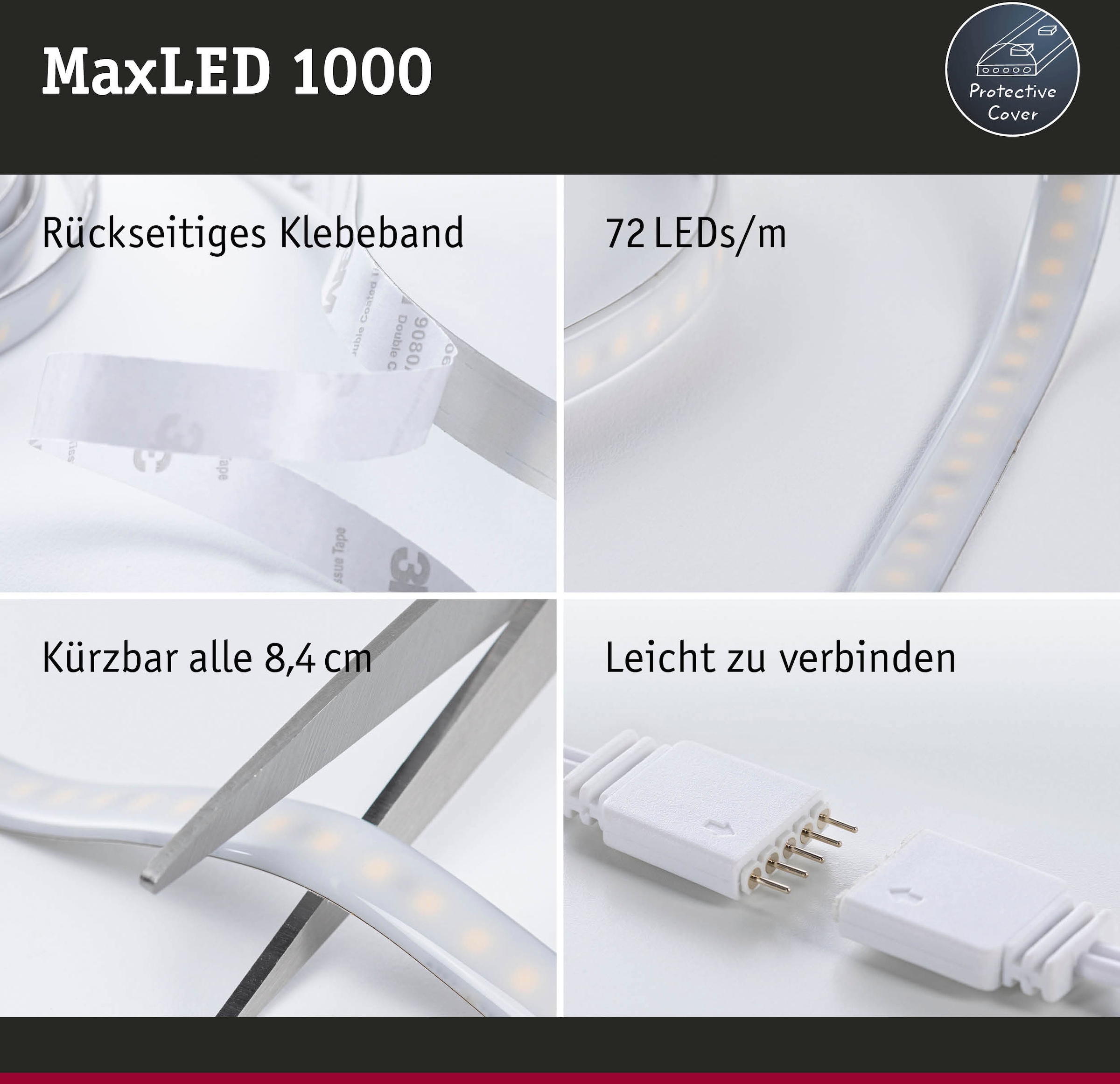 Paulmann LED-Streifen »MaxLED 1000 Stripe 2,5m RGBW IP44 Cover 3000K 28W 230/24V Silber«, 1 St.-flammig, RGBW