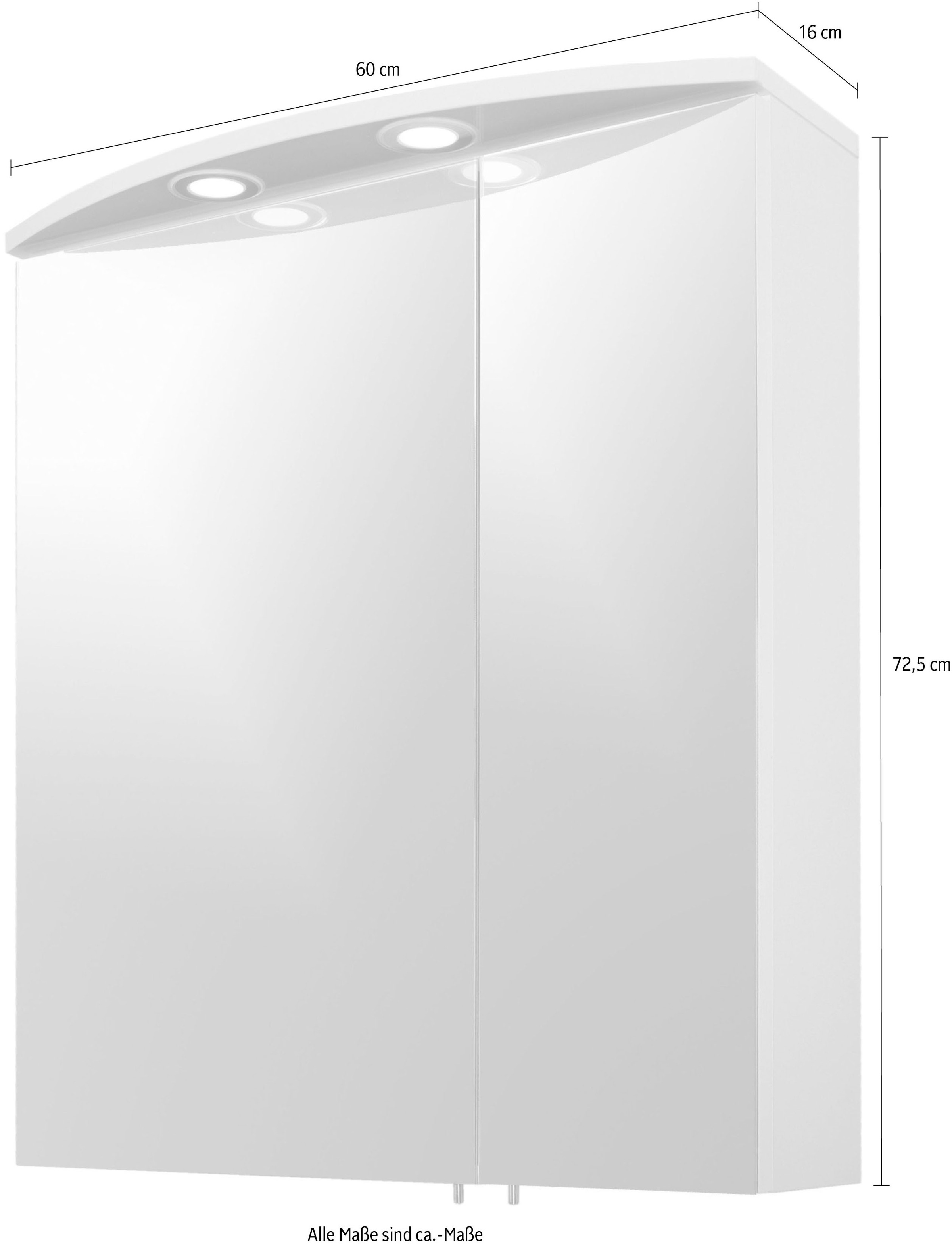 Schildmeyer Spiegelschrank »Verona«, Breite 60 cm, 2-türig, 2 LED-Einbaustrahler, Schalter-/Steckdosenbox