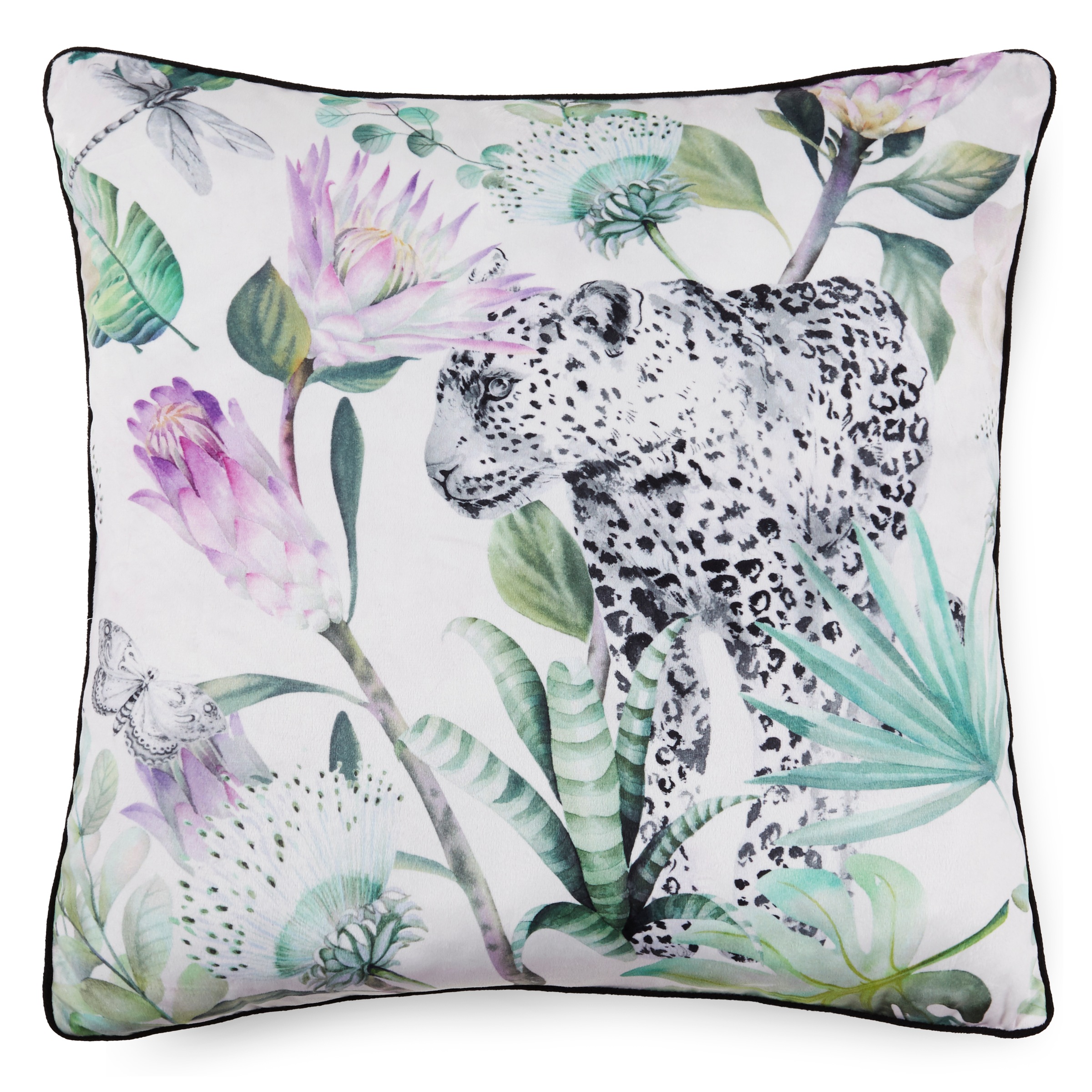 Descanso Dekokissen »Volterra«, Mit Füllung, 1 Stück, Biese, 48x48, Wendeoptik, Weich, Leopard, Weiß